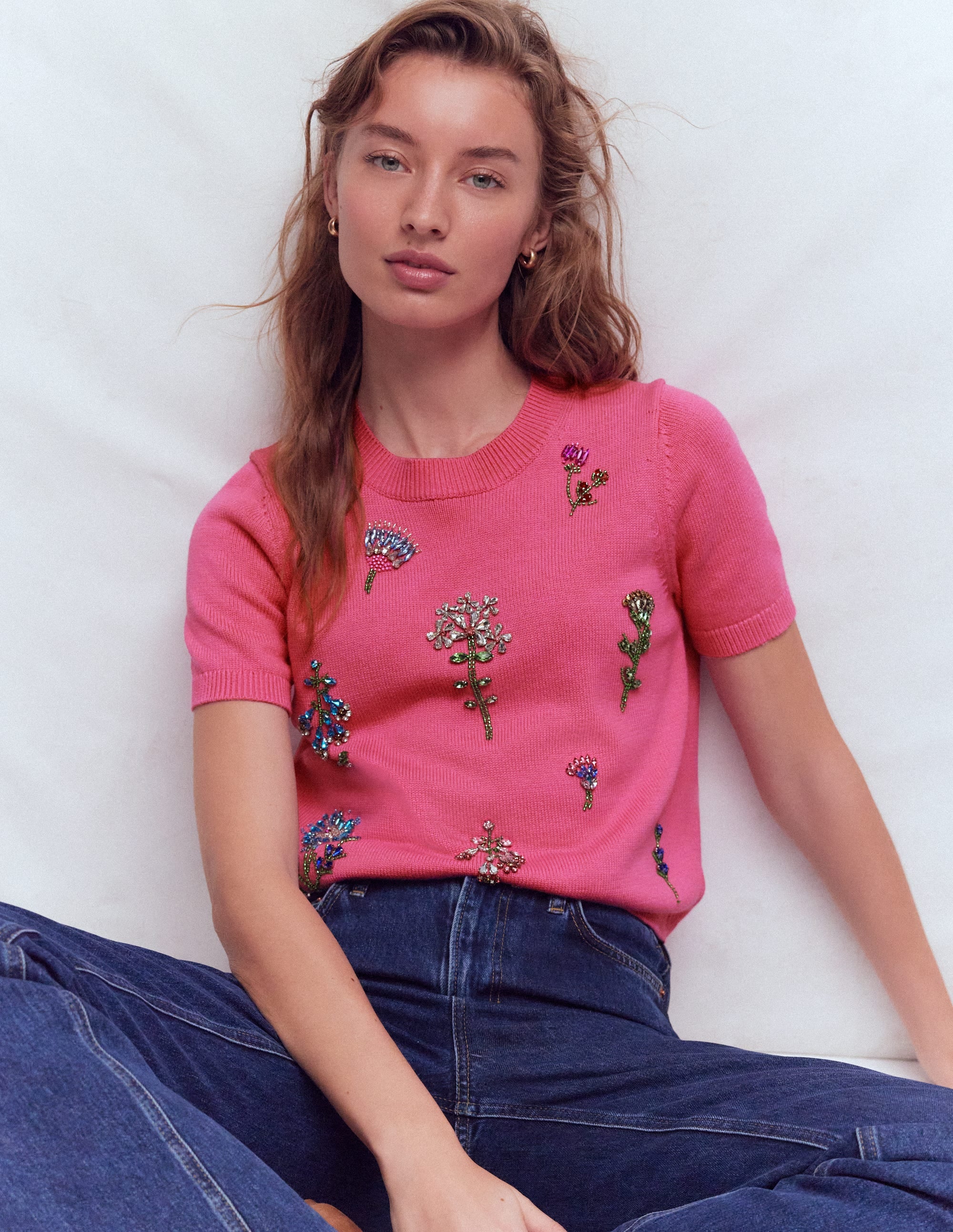 T-shirt ornementé-Punch rose - Image 1