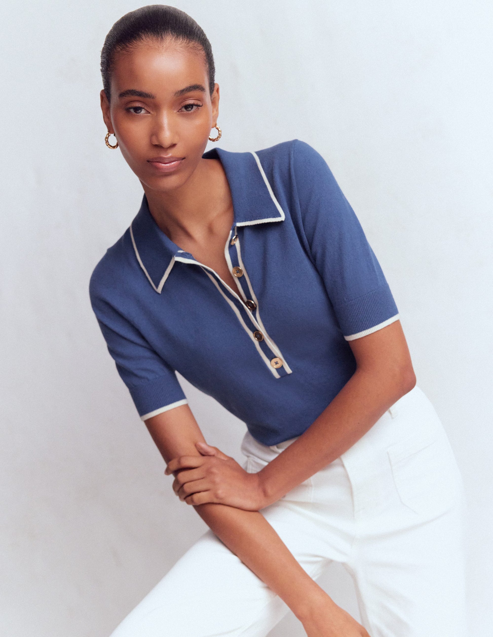 Liz Henley-T-Shirt-Klassisches Marineblau-1