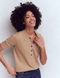 Liz Henley-T-Shirt-Graubraun Meliert