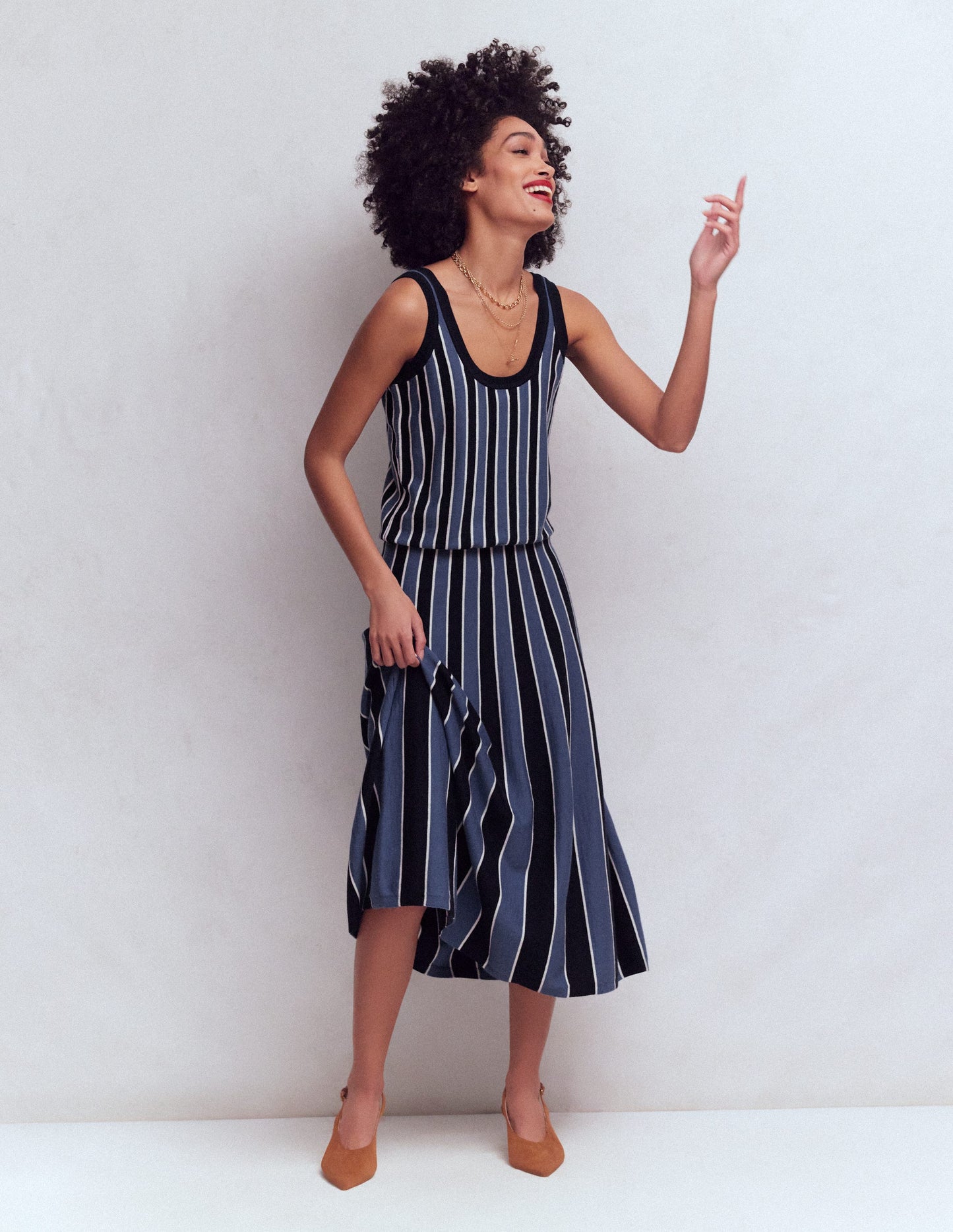 Liz Stricktop-Klassisches Marineblau, Gestreift