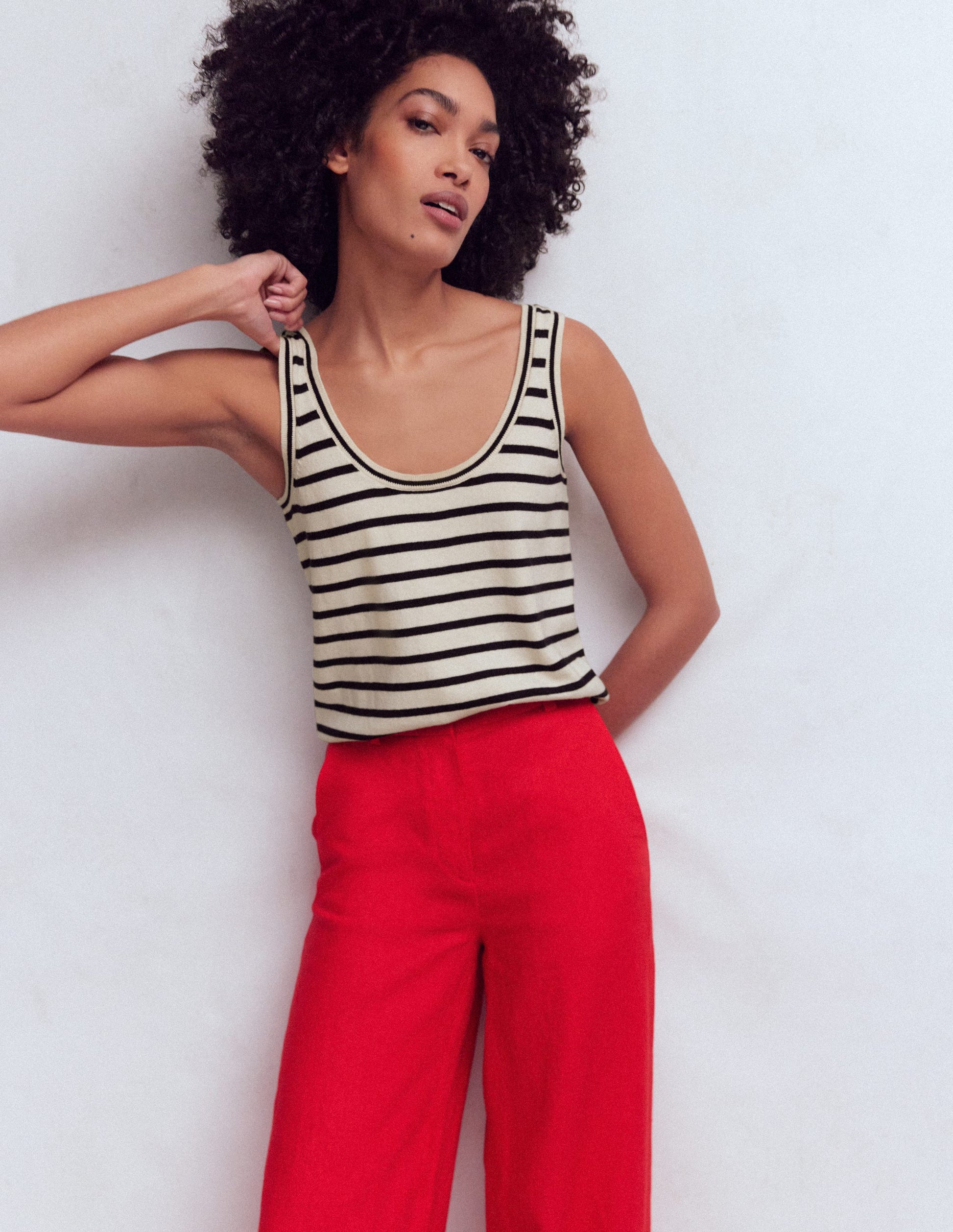 Liz Stricktop-Naturweiß, Marineblau-2