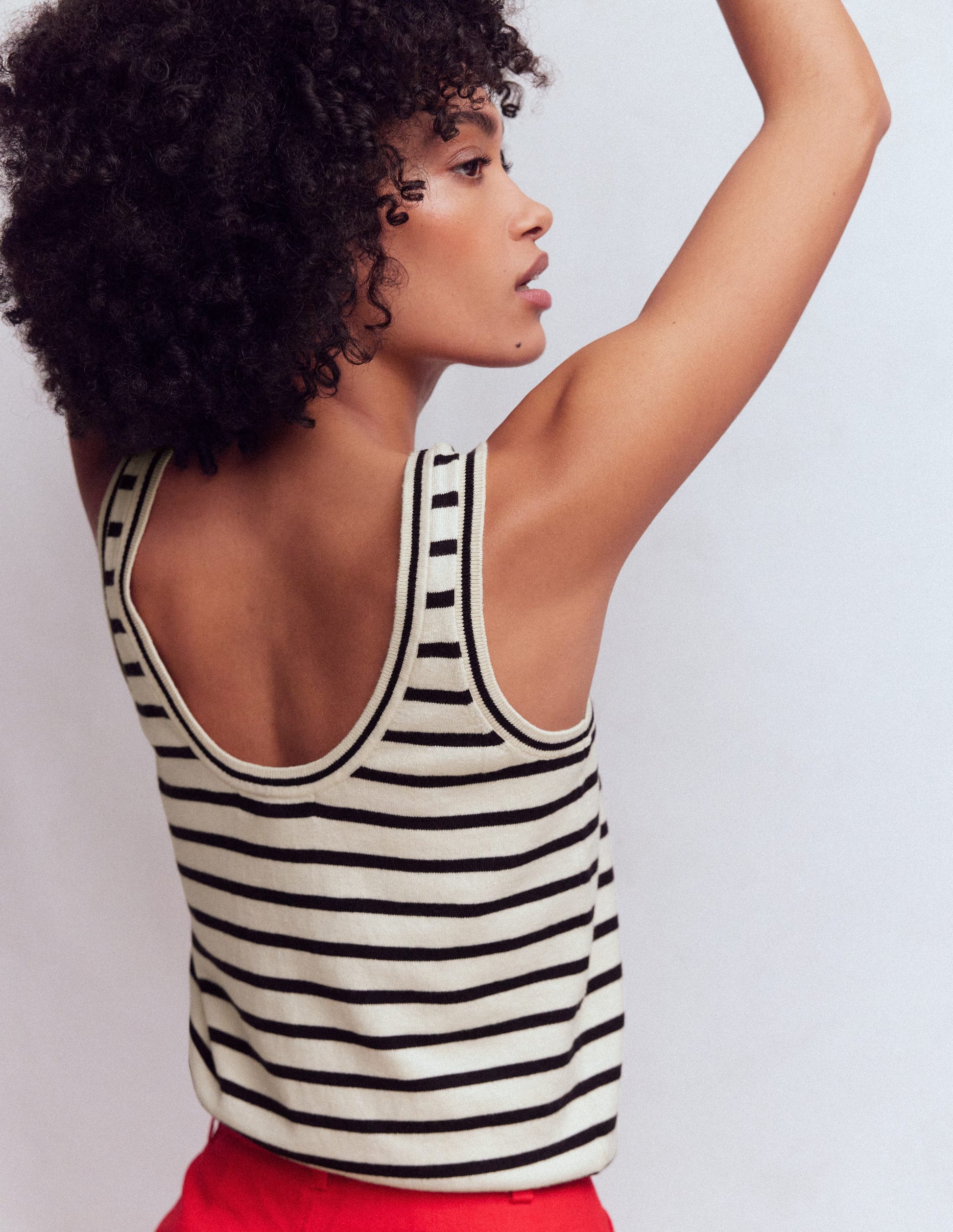 Liz Stricktop-Naturweiß, Marineblau-4