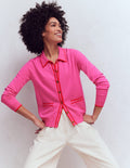 Liz Strickjacke mit Kragen-Kräftiges Rosa