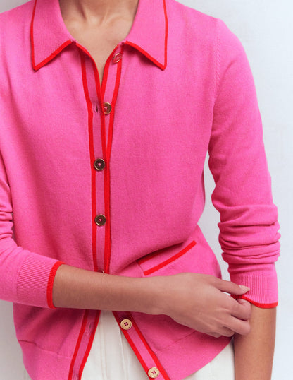 Liz Strickjacke mit Kragen-Kräftiges Rosa-2