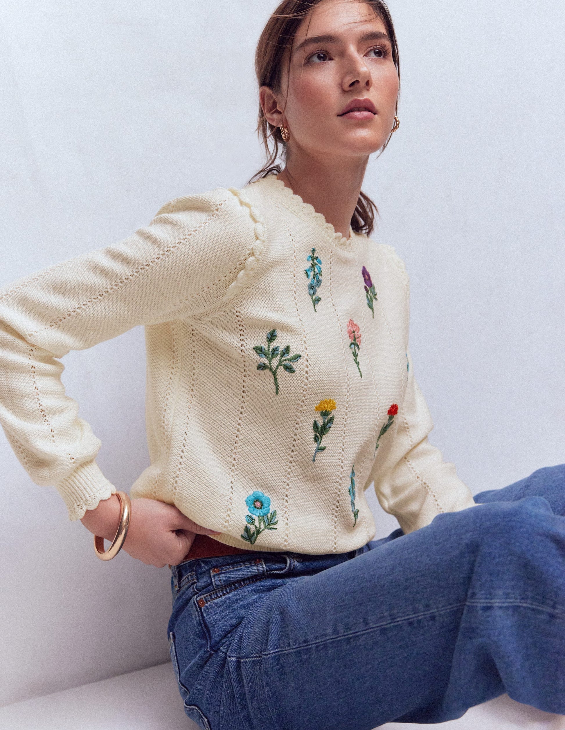 Valeria Pullover mit Häkelbesatz-Warmes Naturweiß, Stickerei-1