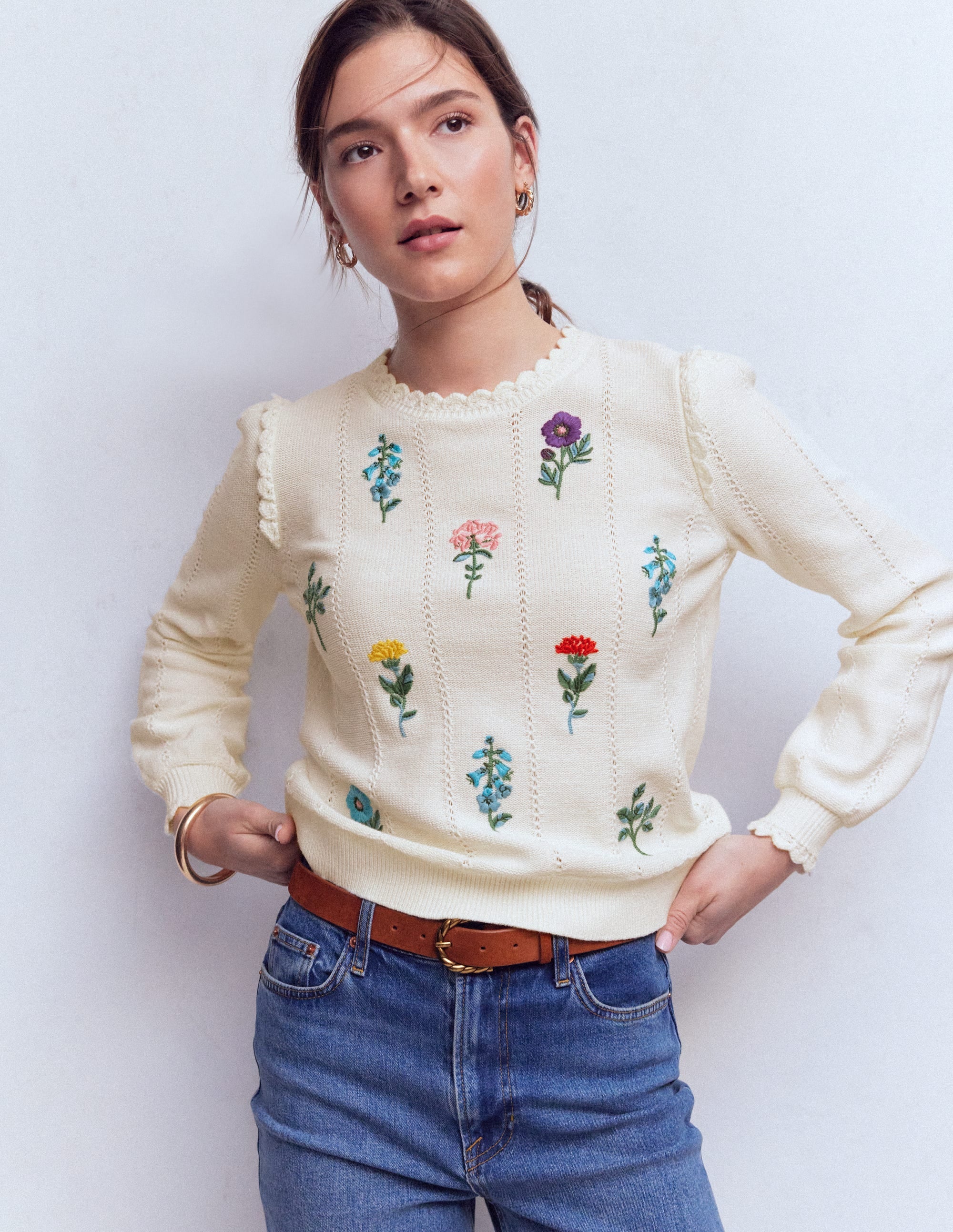 Valeria Pullover mit Häkelbesatz-Warmes Naturweiß, Stickerei - Image 4