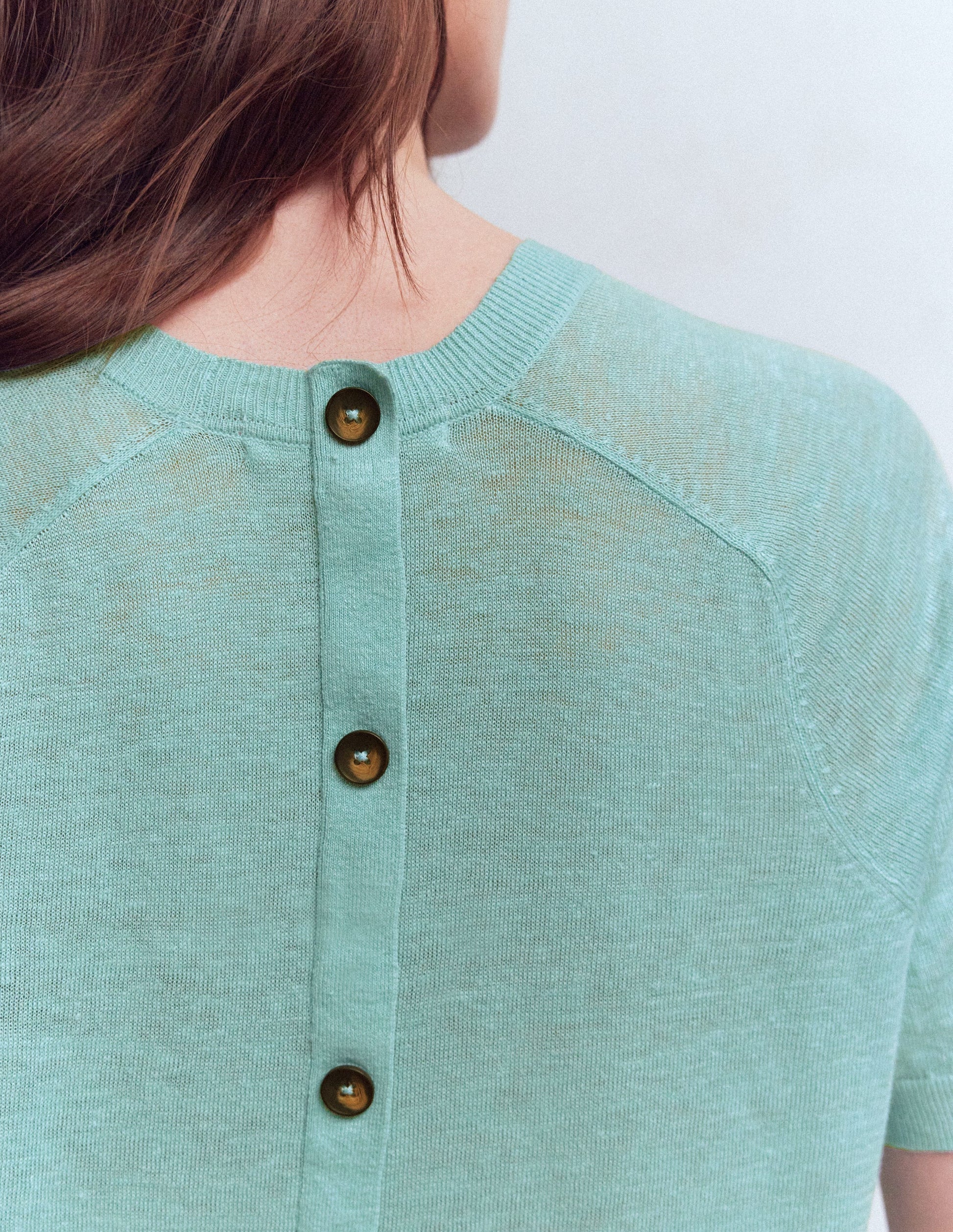 T-shirt boutonné Agnes en lin-Bleu brume marine-2