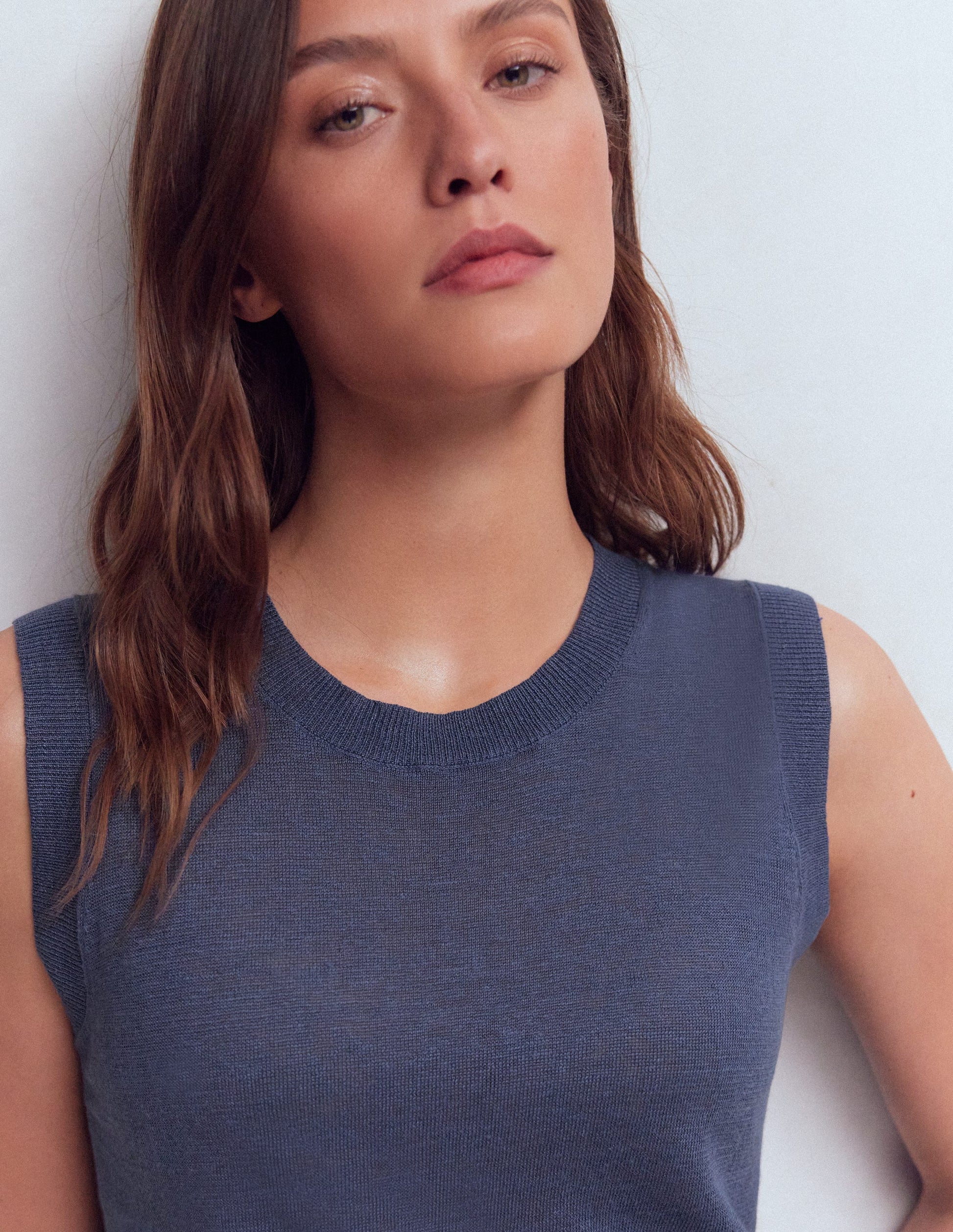 Débardeur Agnes en lin-Bleu-2