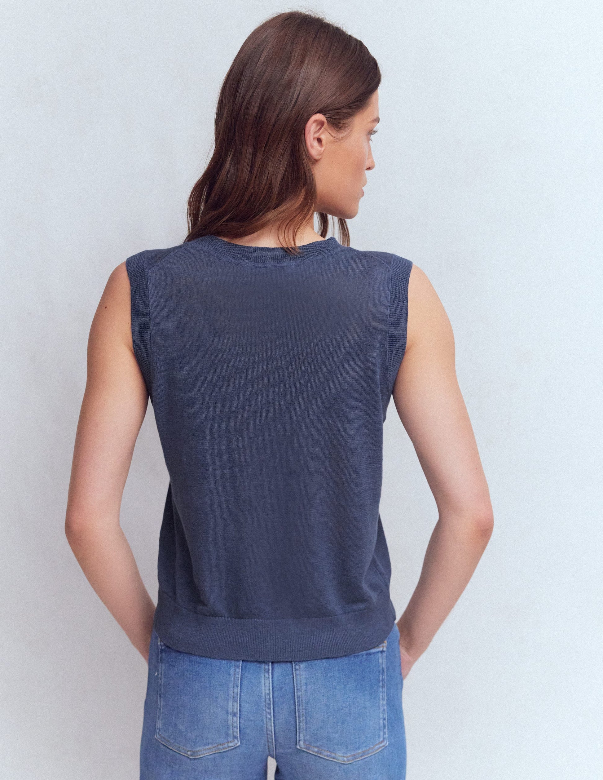 Débardeur Agnes en lin-Bleu-3