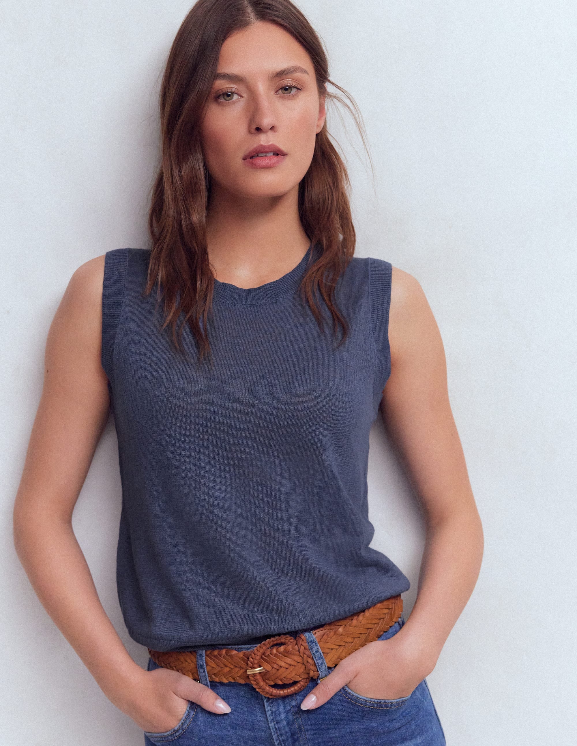 Débardeur Agnes en lin-Bleu - Image 4
