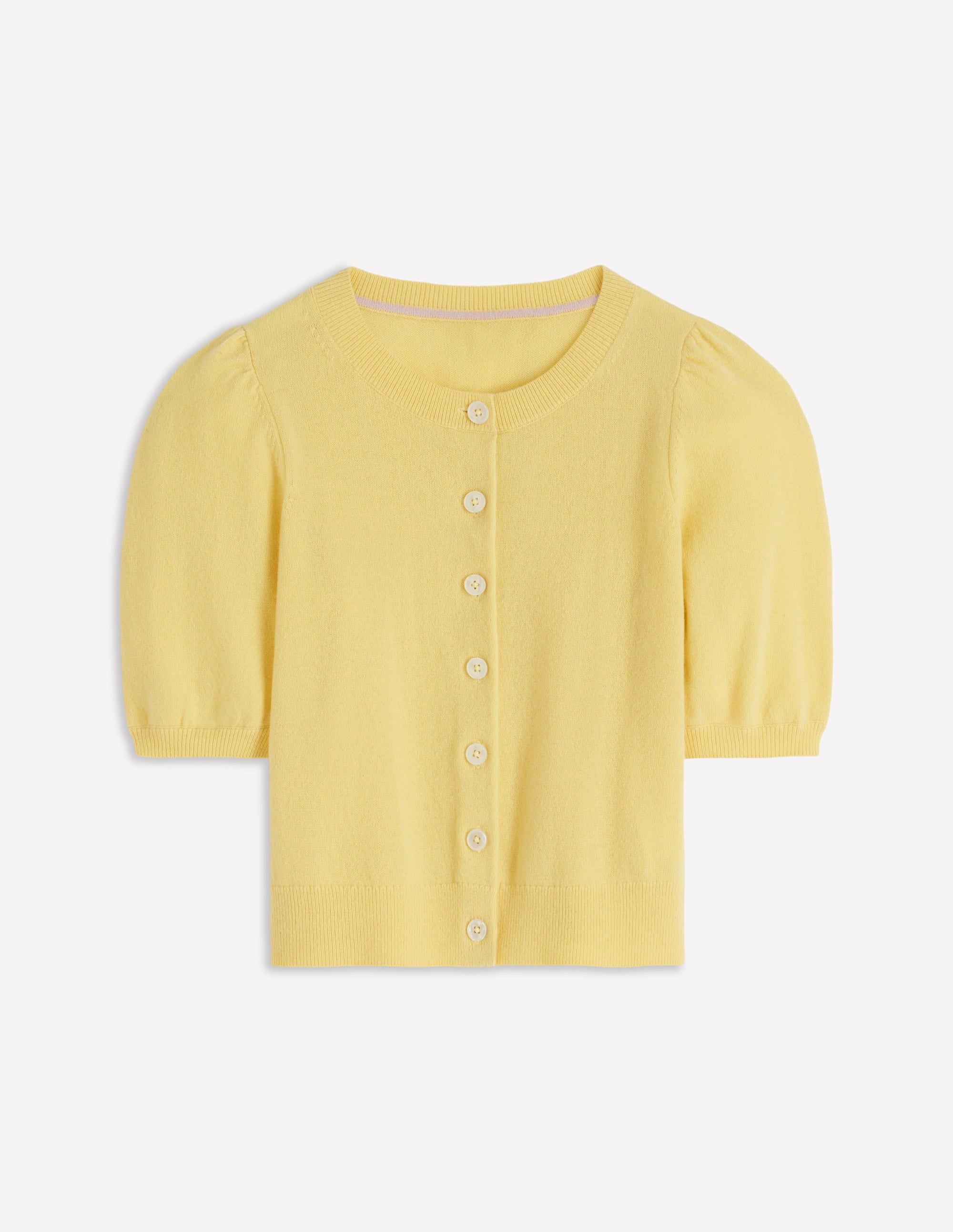 Verkürzte Kaschmir-Strickjacke-Sandsteingelb - Image 8