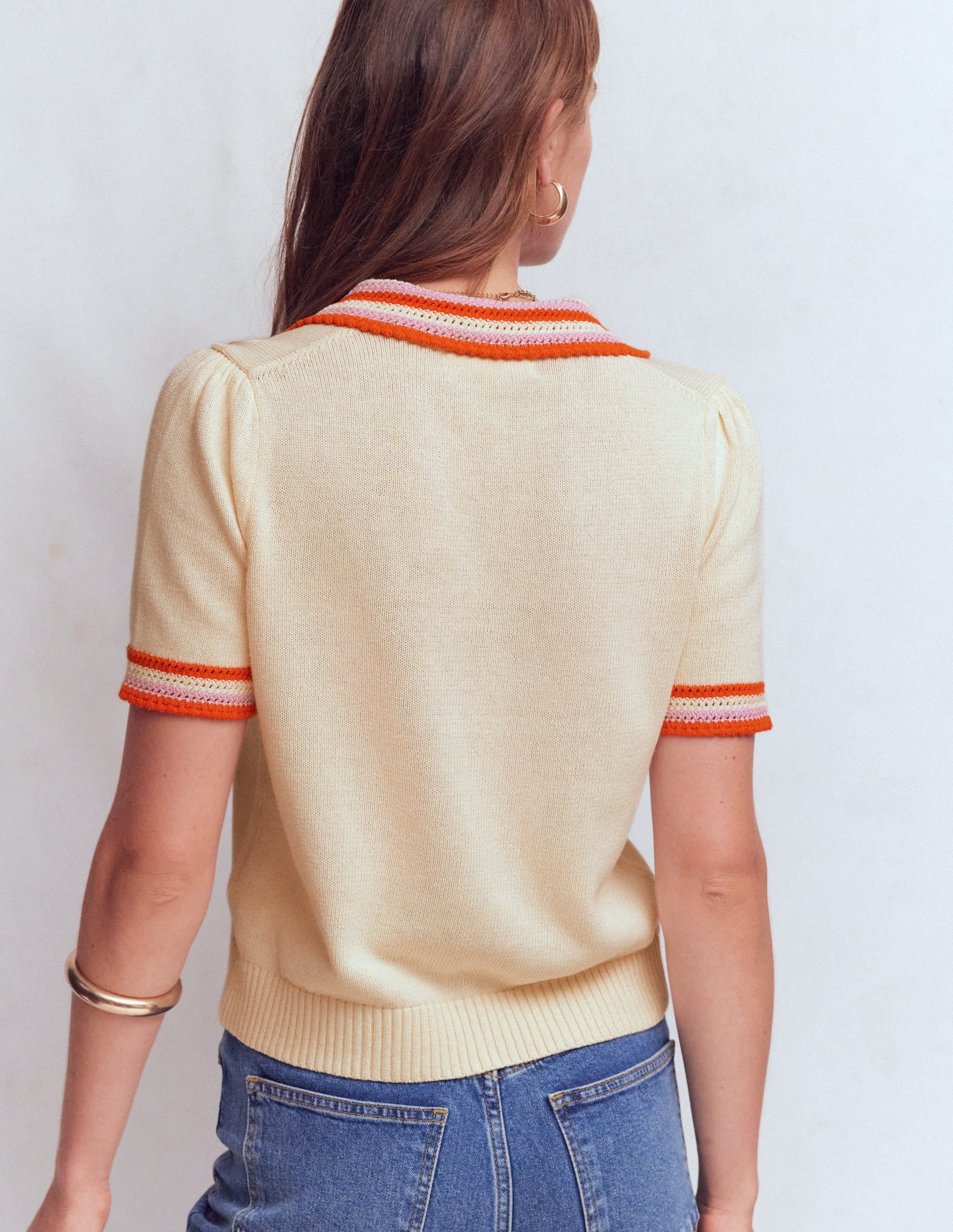 Saffron Strickjacke mit Häkelbesatz-Naturweiß - Image 3
