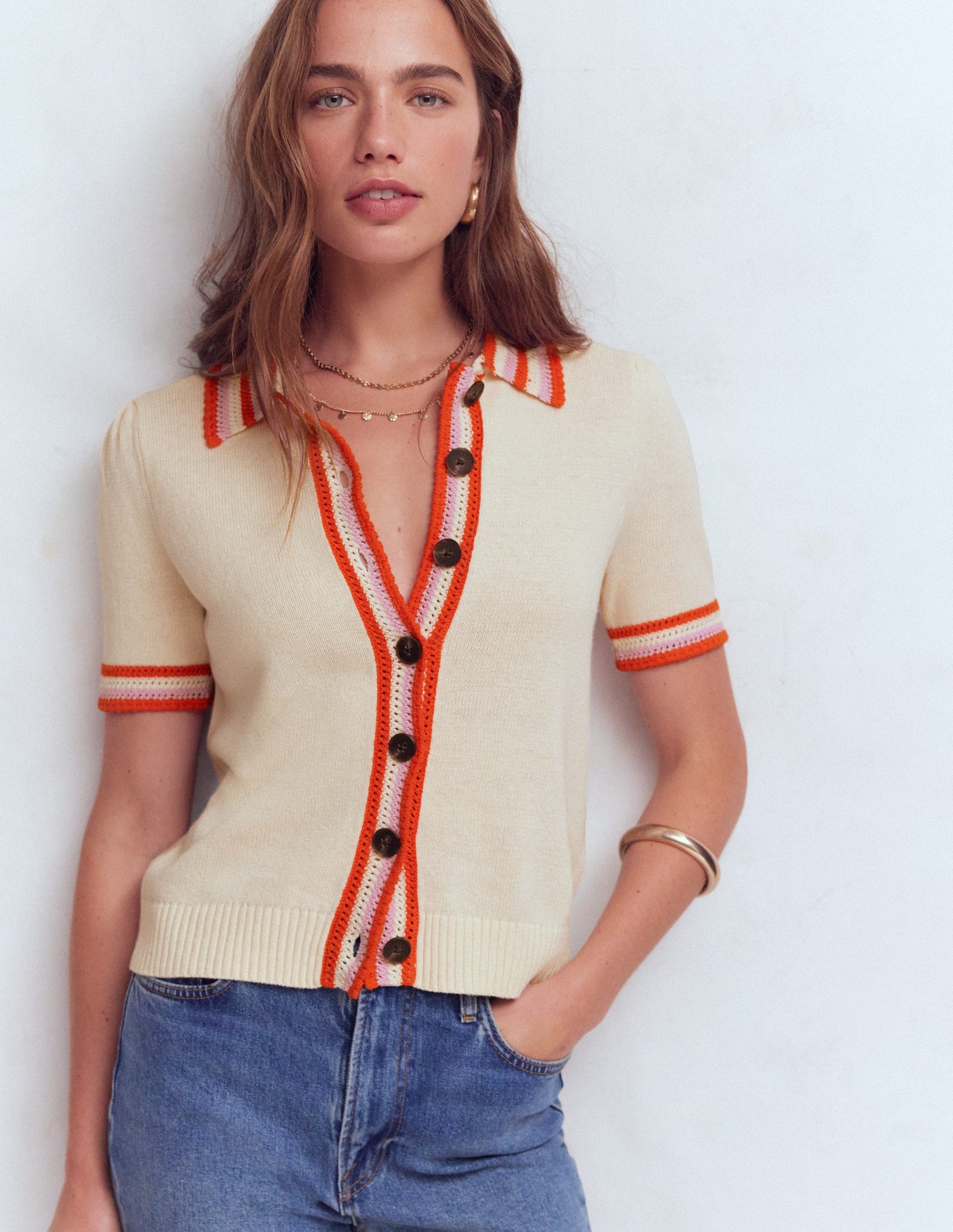 Saffron Crochet Trim Cardigan-Ivory-5