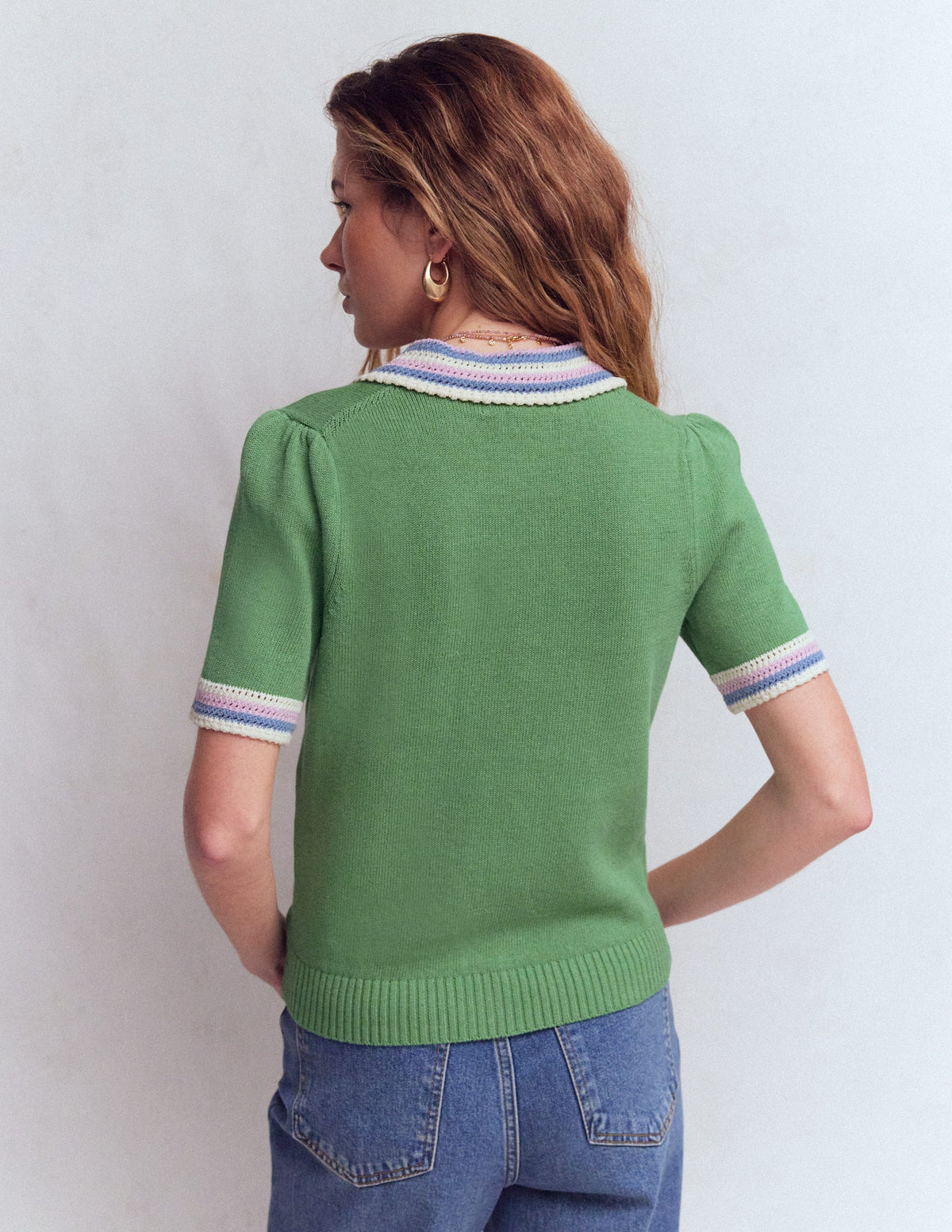 Saffron Strickjacke mit Häkelbesatz-GRÜN - Image 3