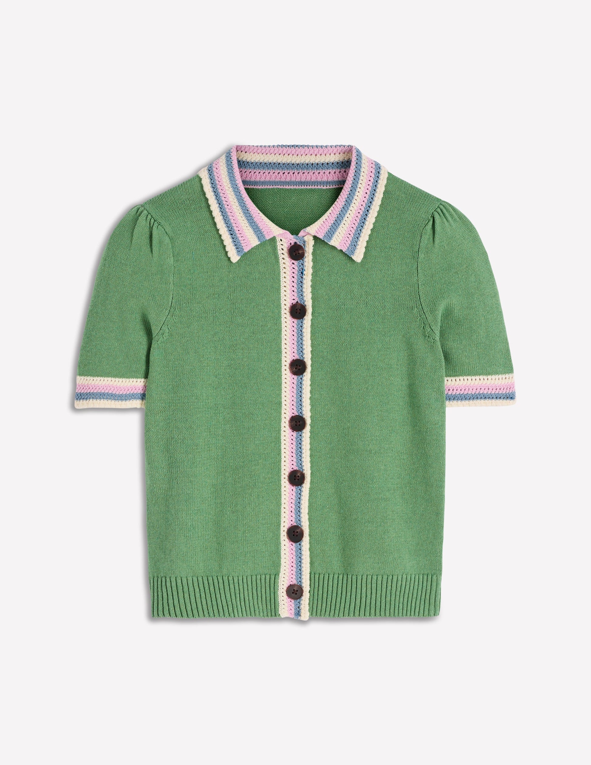 Saffron Crochet Trim Cardigan-Green-6