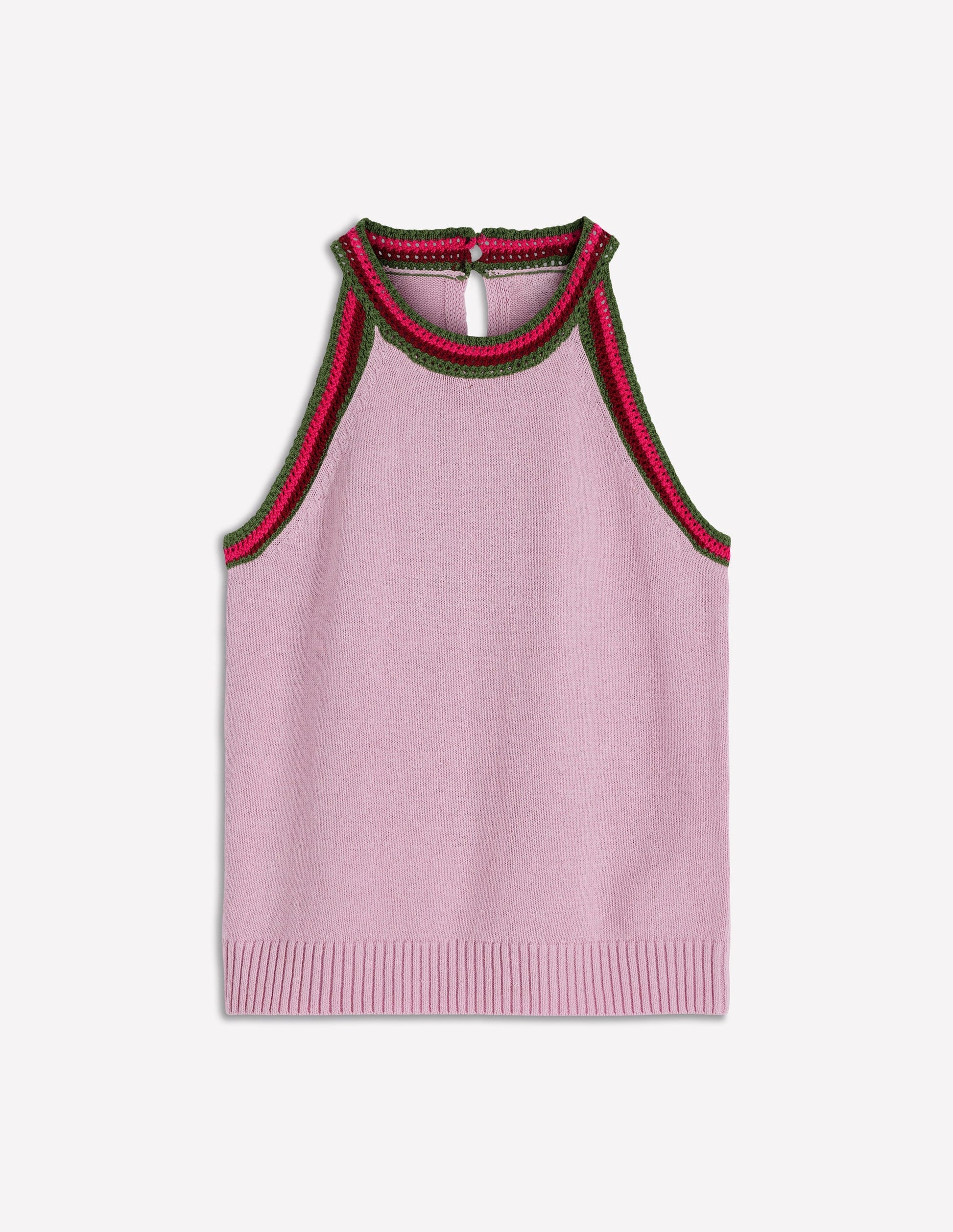 Saffron Häkel-Pullunder mit Racer-Ausschnitt-ROSA-6