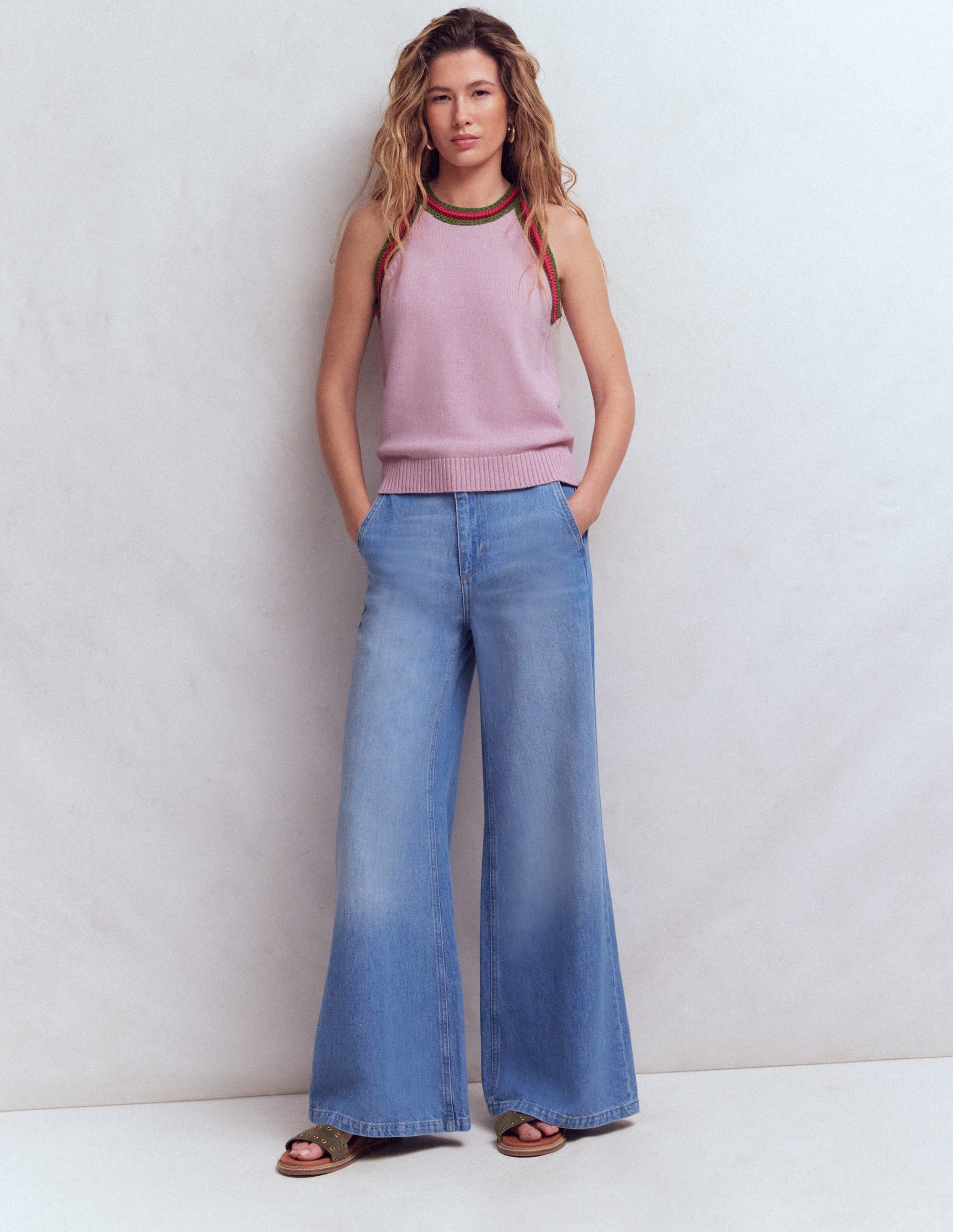 Saffron Häkel-Pullunder mit Racer-Ausschnitt-ROSA - Image 4