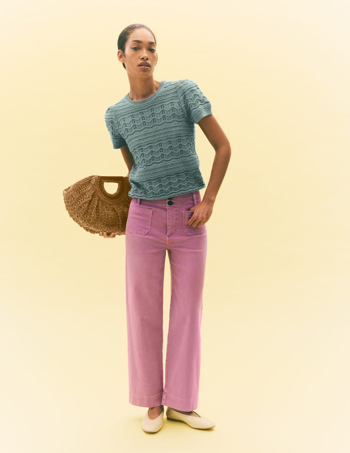 Monica Pointelle-T-Shirt-Blau
