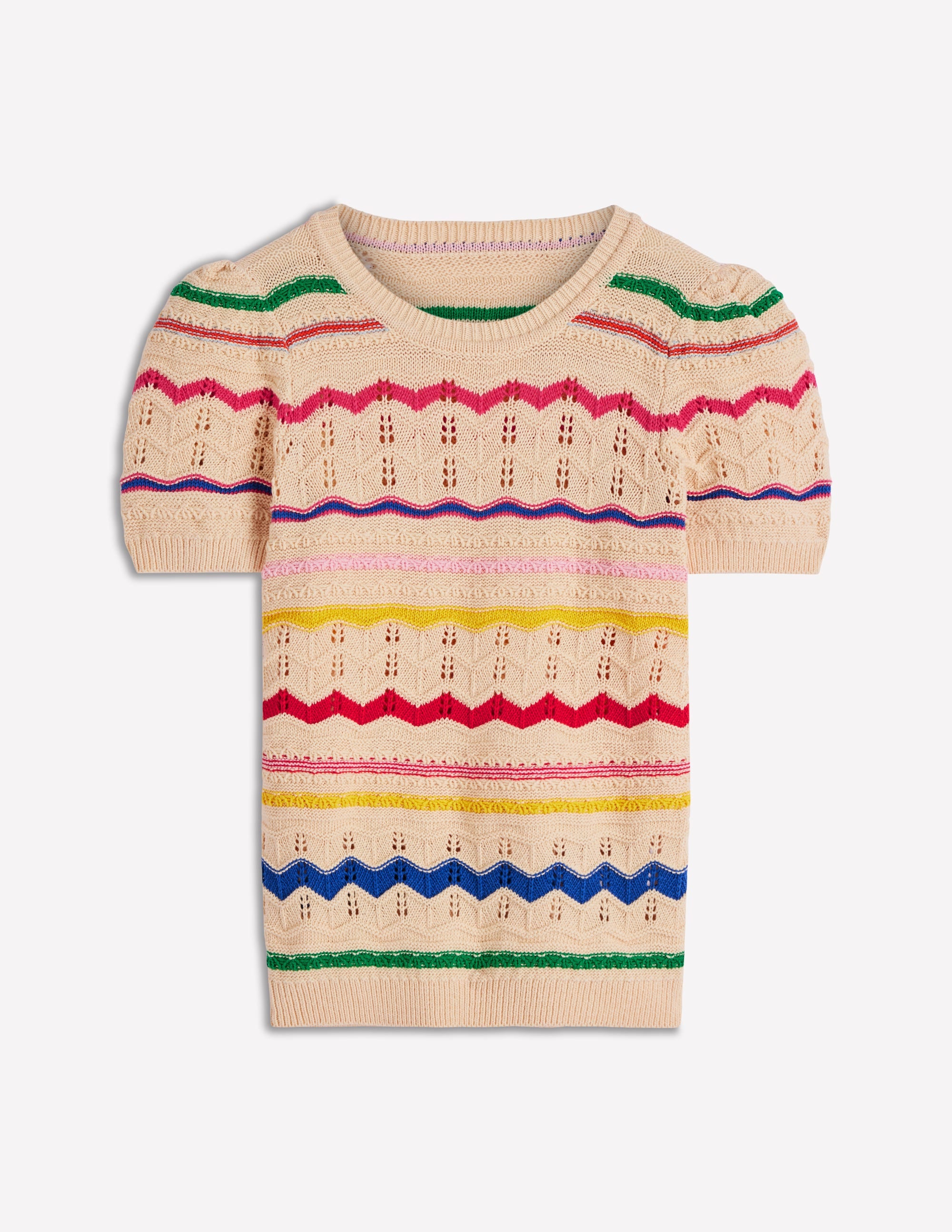 Monica Strick-T-Shirt-Ackerbohnengrün/Pink, Gestreift - Image 7