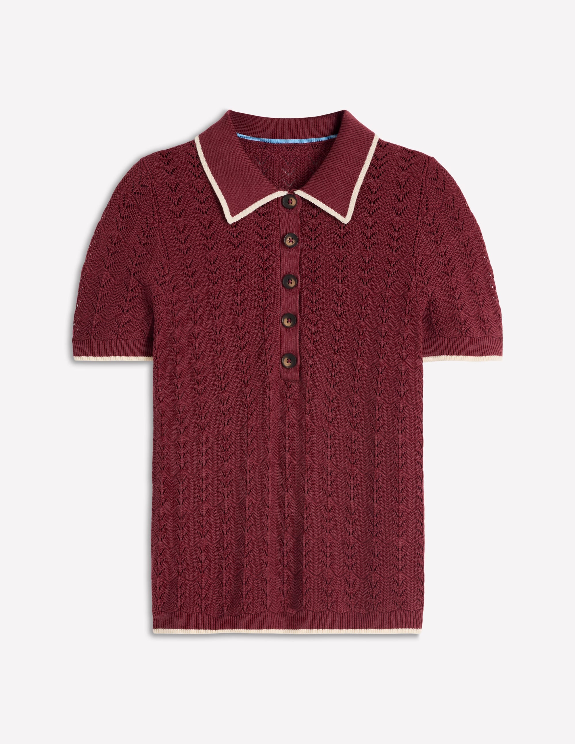 Henley-T-Shirt aus Pointelle-Sattes Kastanienbraun - Image 5