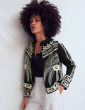 Veste Elena à col montant-Broderie noire