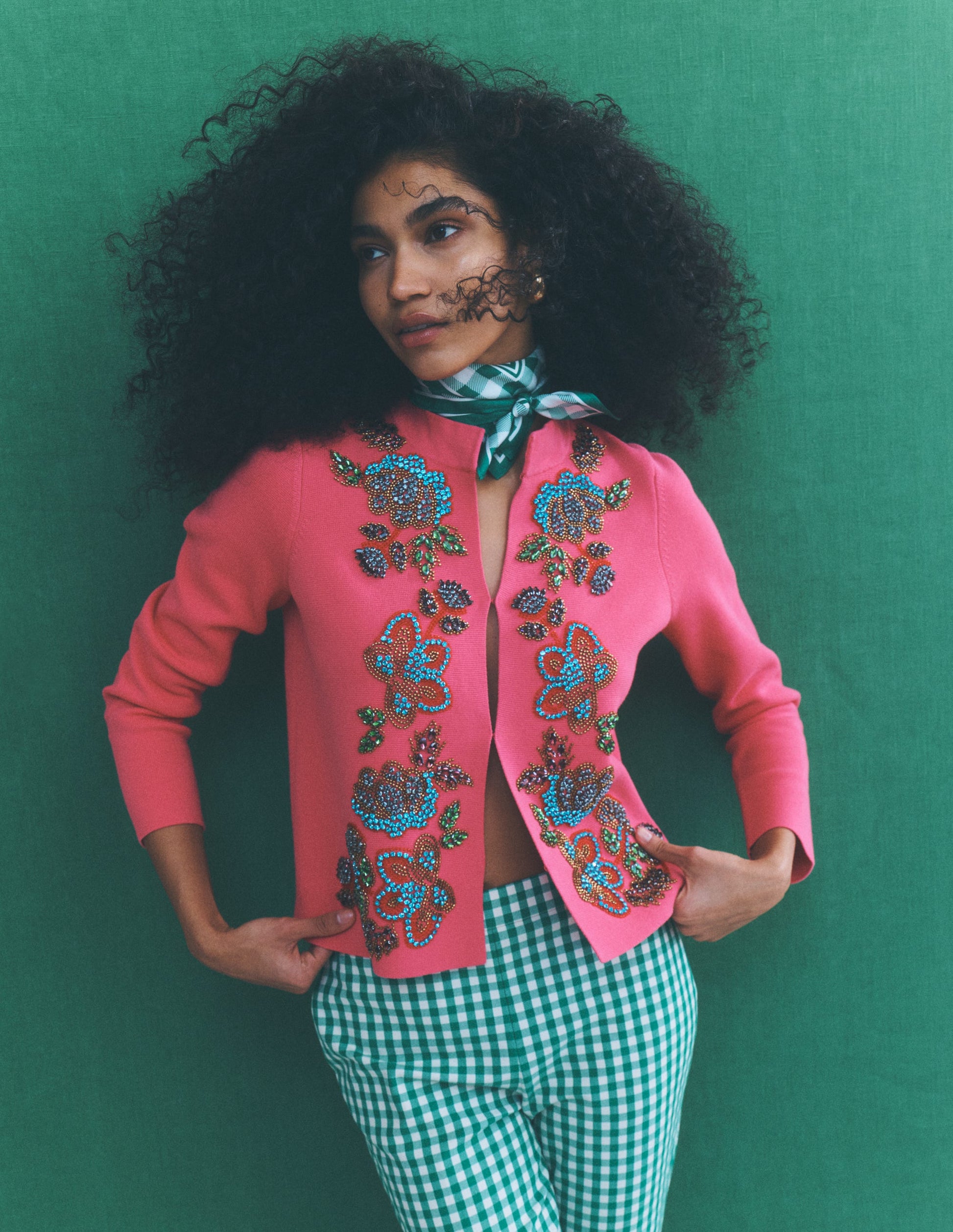 Elena Jacke mit Stehkragen-Rosa, Stickerei-6
