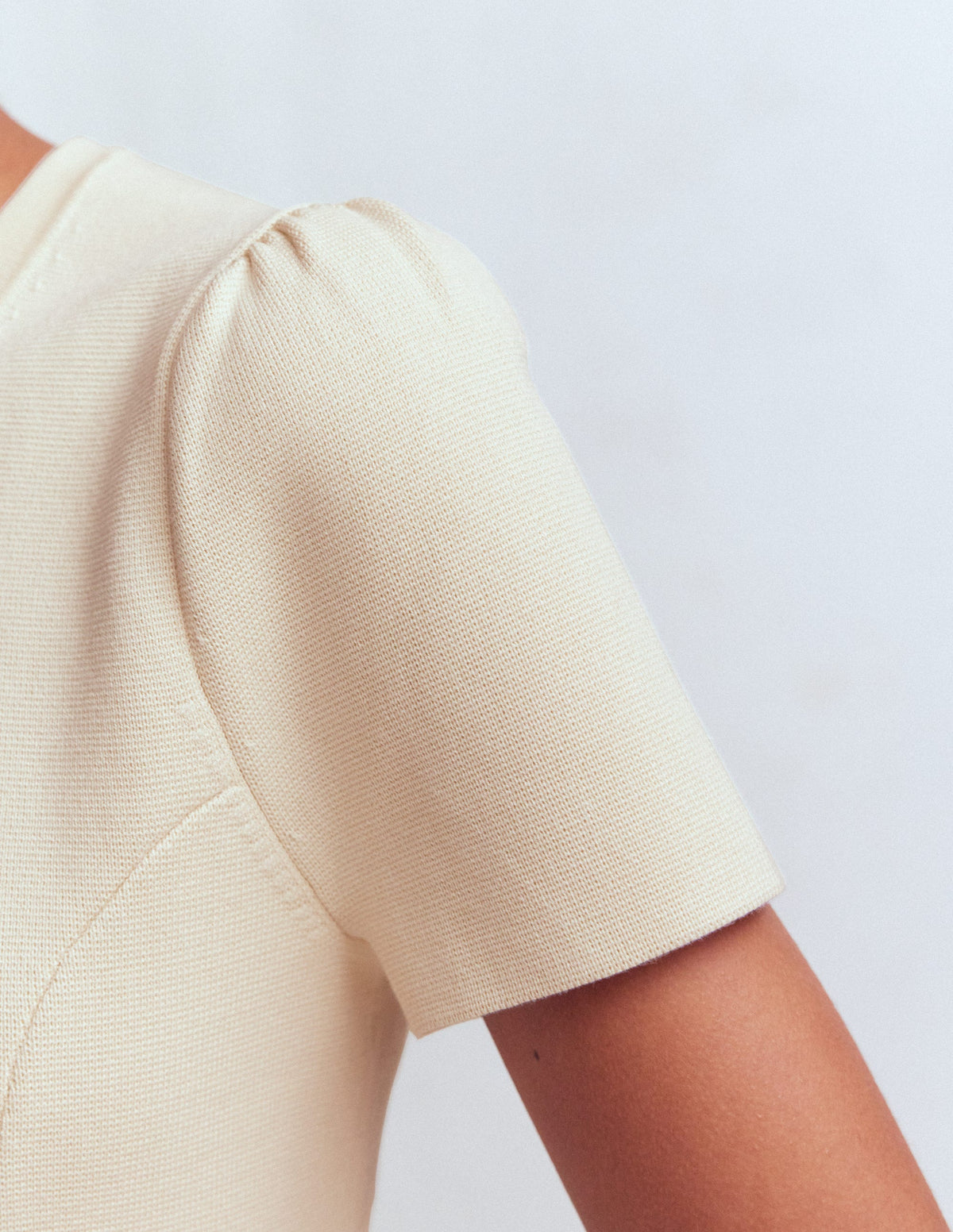 Short Sleeve Knitted Jacket-Ivory - Image 2