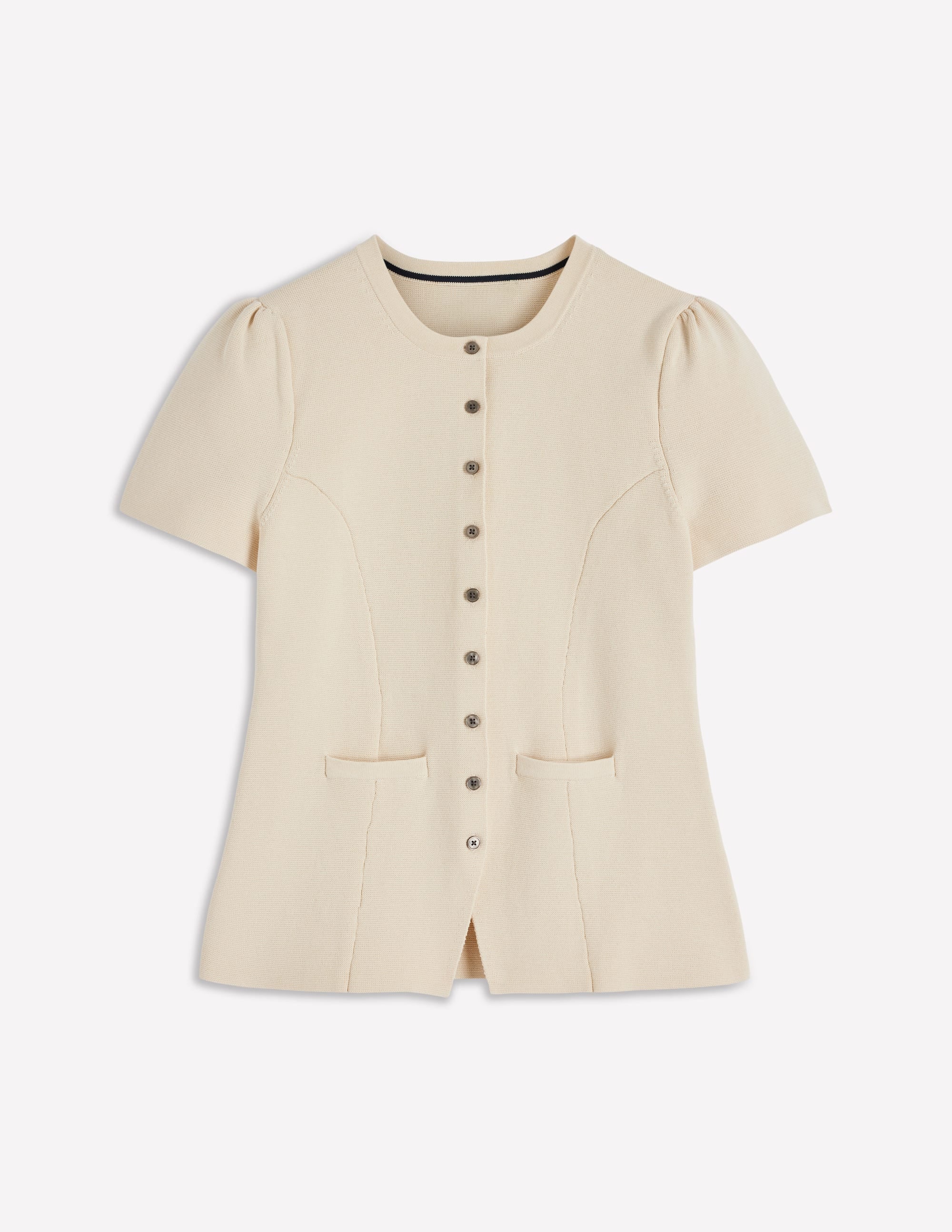 Short Sleeve Knitted Jacket-Ivory - Image 6