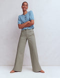 Jean large taille haute-Rayé bleu