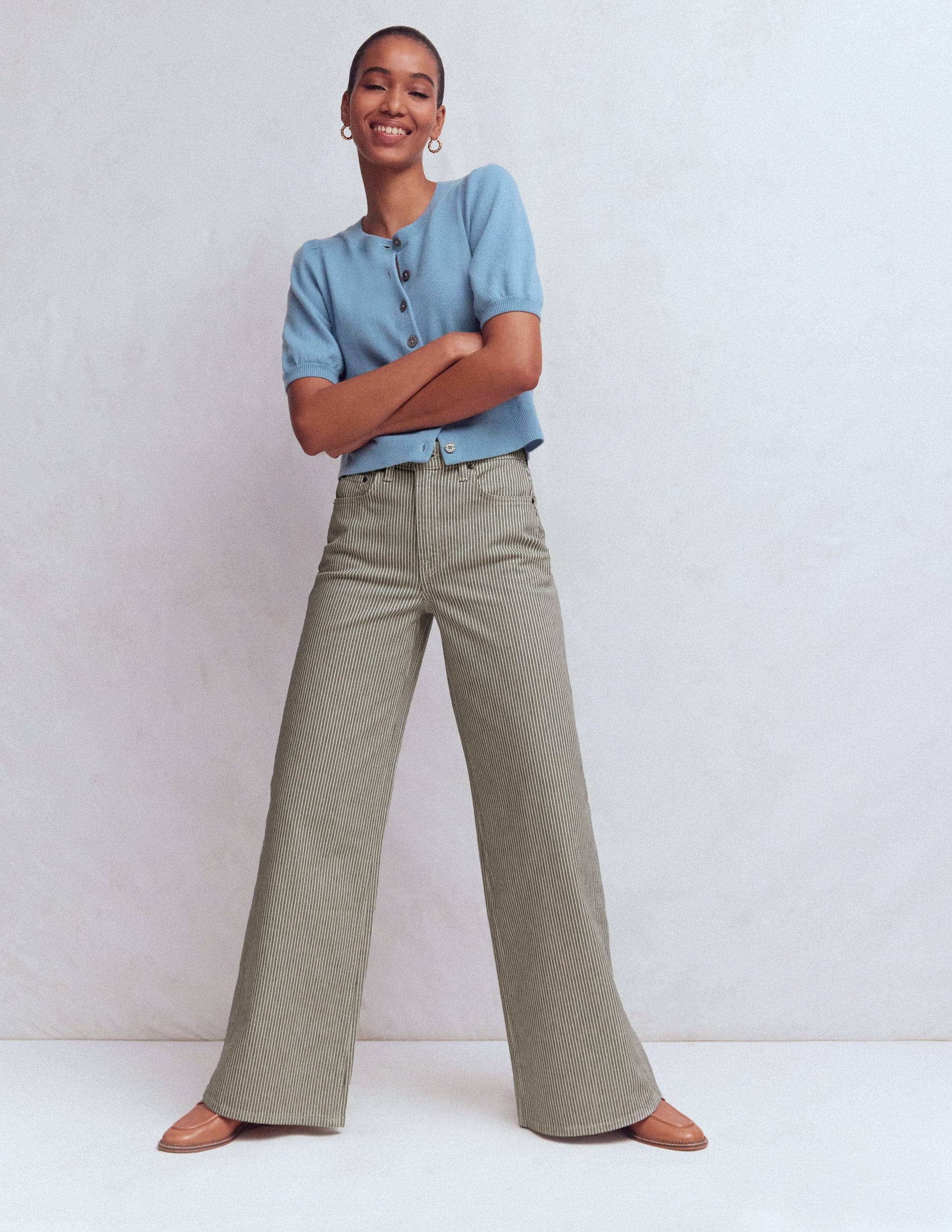 Jean large taille haute-Rayé bleu-1