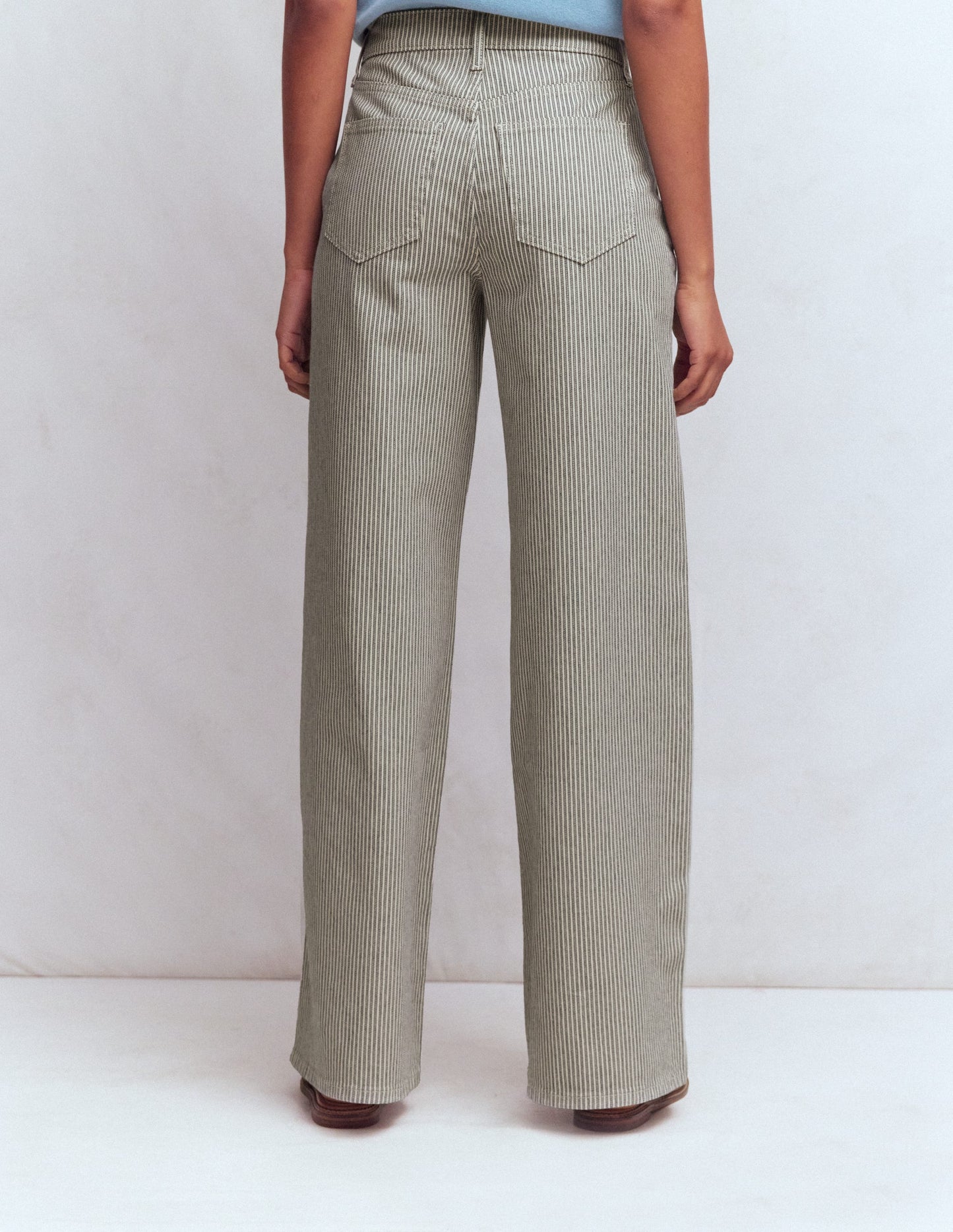 Jean large taille haute-Rayé bleu