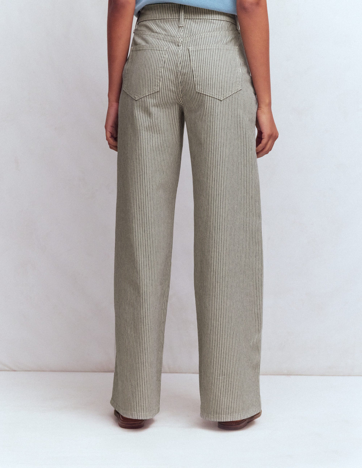 High Rise Wide Leg Jeans-Blue Stripe - Image 3