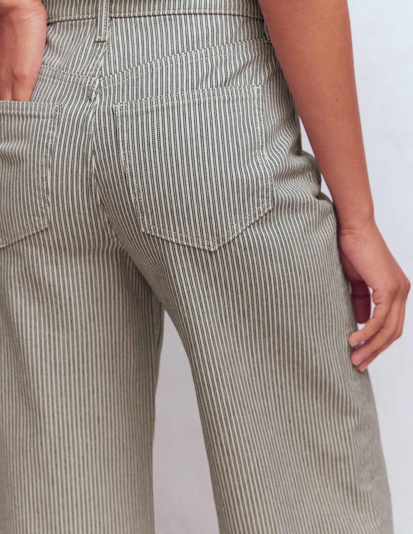 Jean large taille haute-Rayé bleu