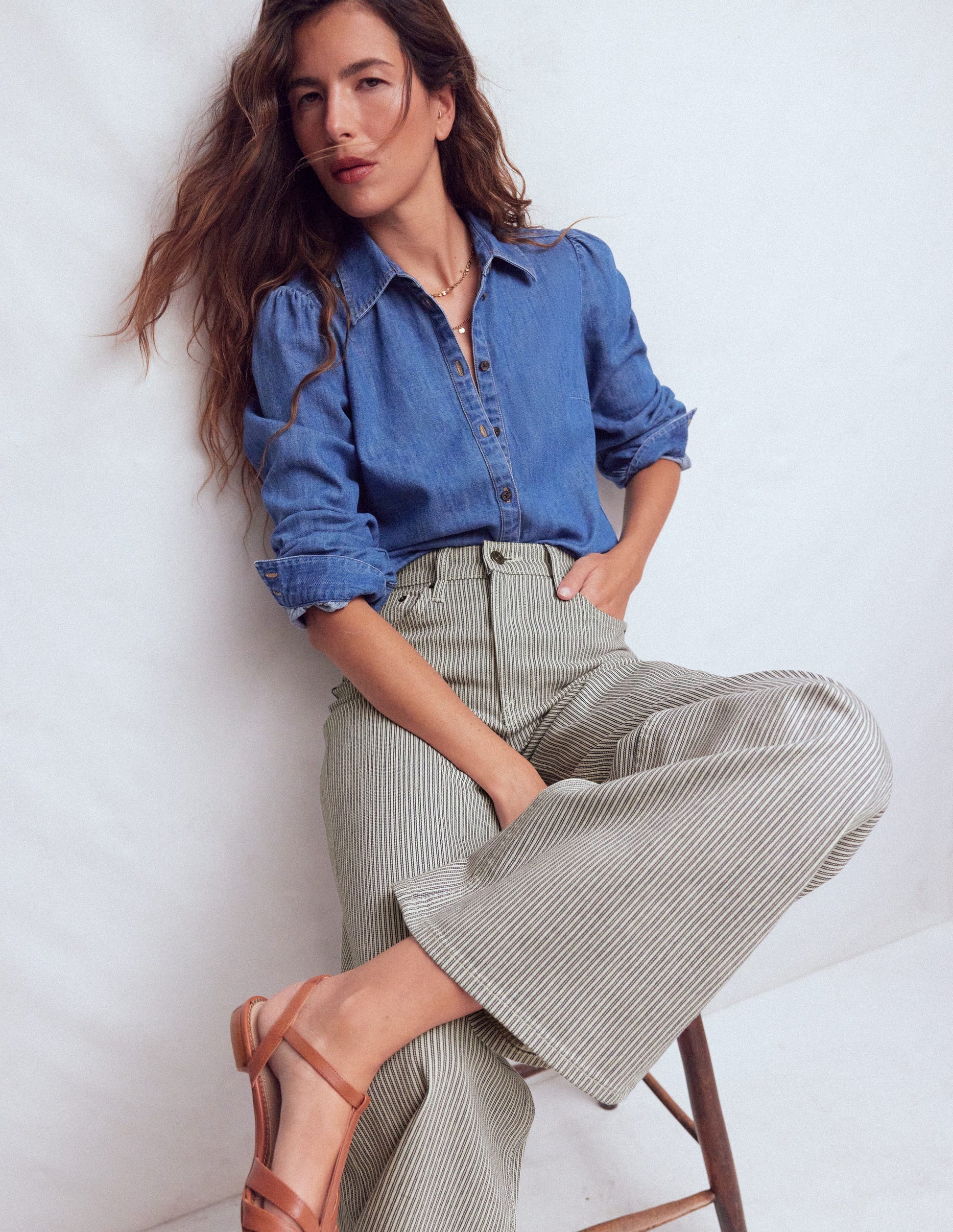 Jean large taille haute-Rayé bleu-6