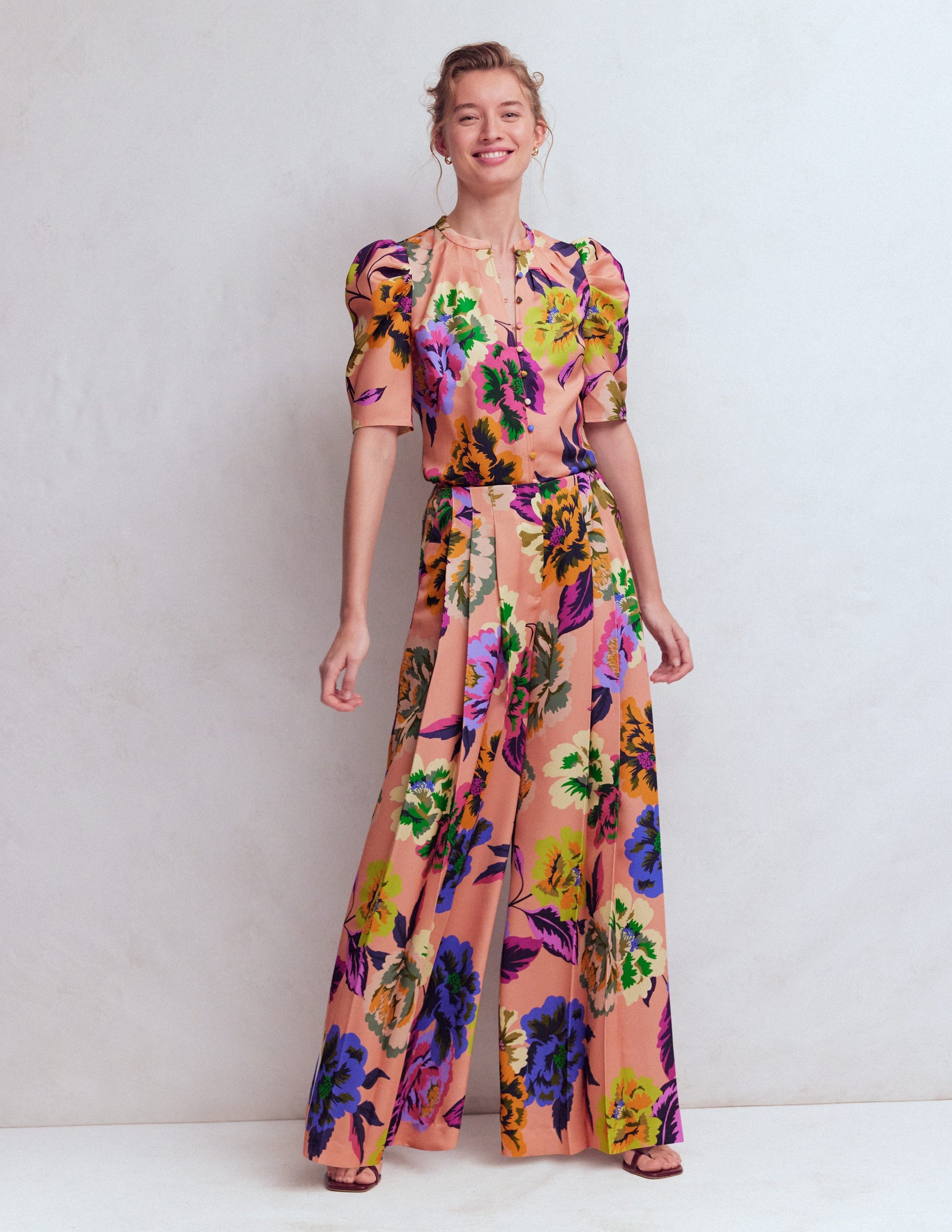 Regent Hose mit weitem Bein-Bunt, Opulente Blüten-2