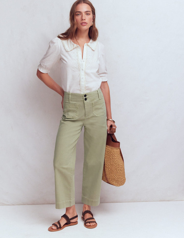 Primrose Verkürzte Jeans-Sanftes Grün