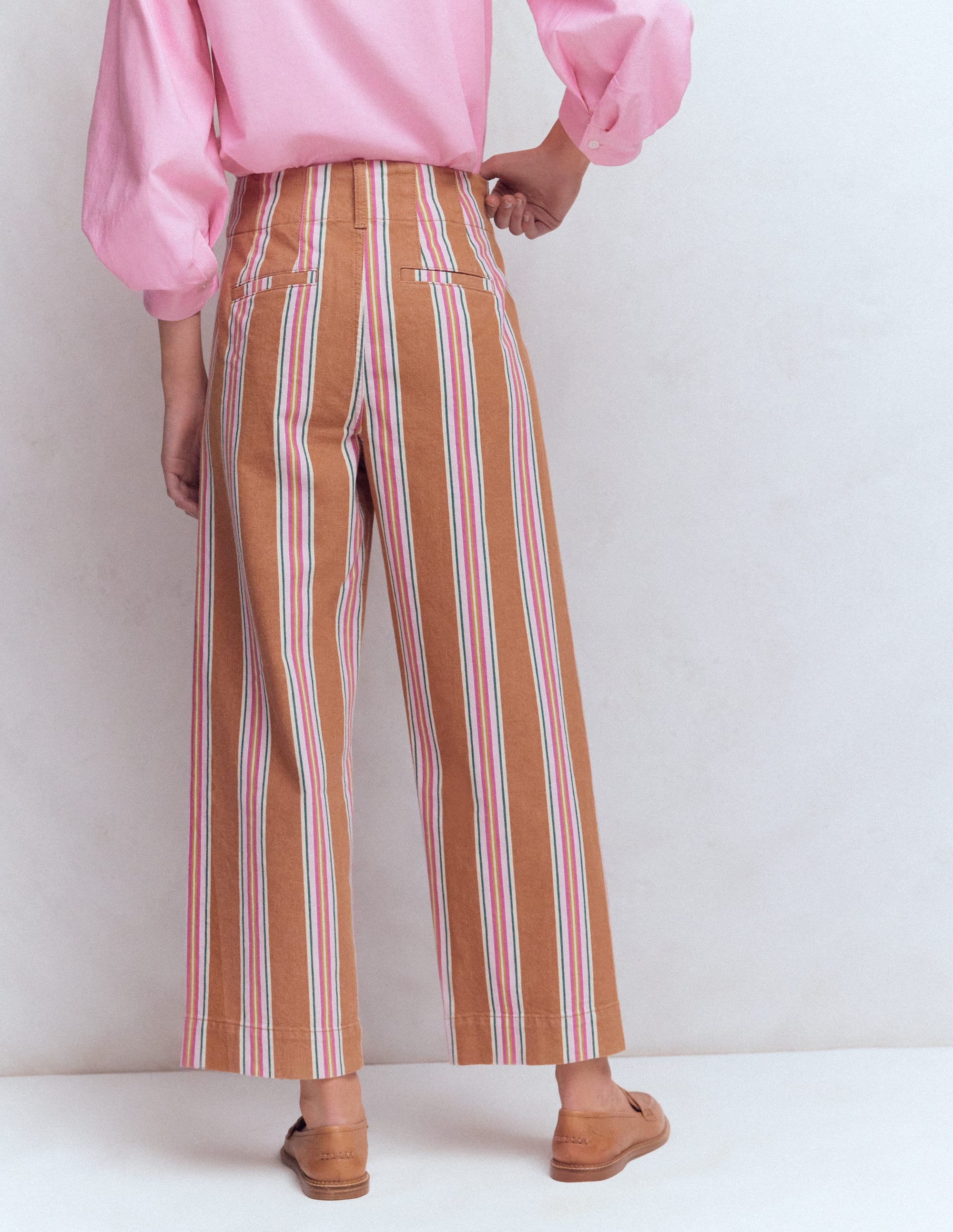Jean court Primrose-Cognac, rayé rose - Image 3