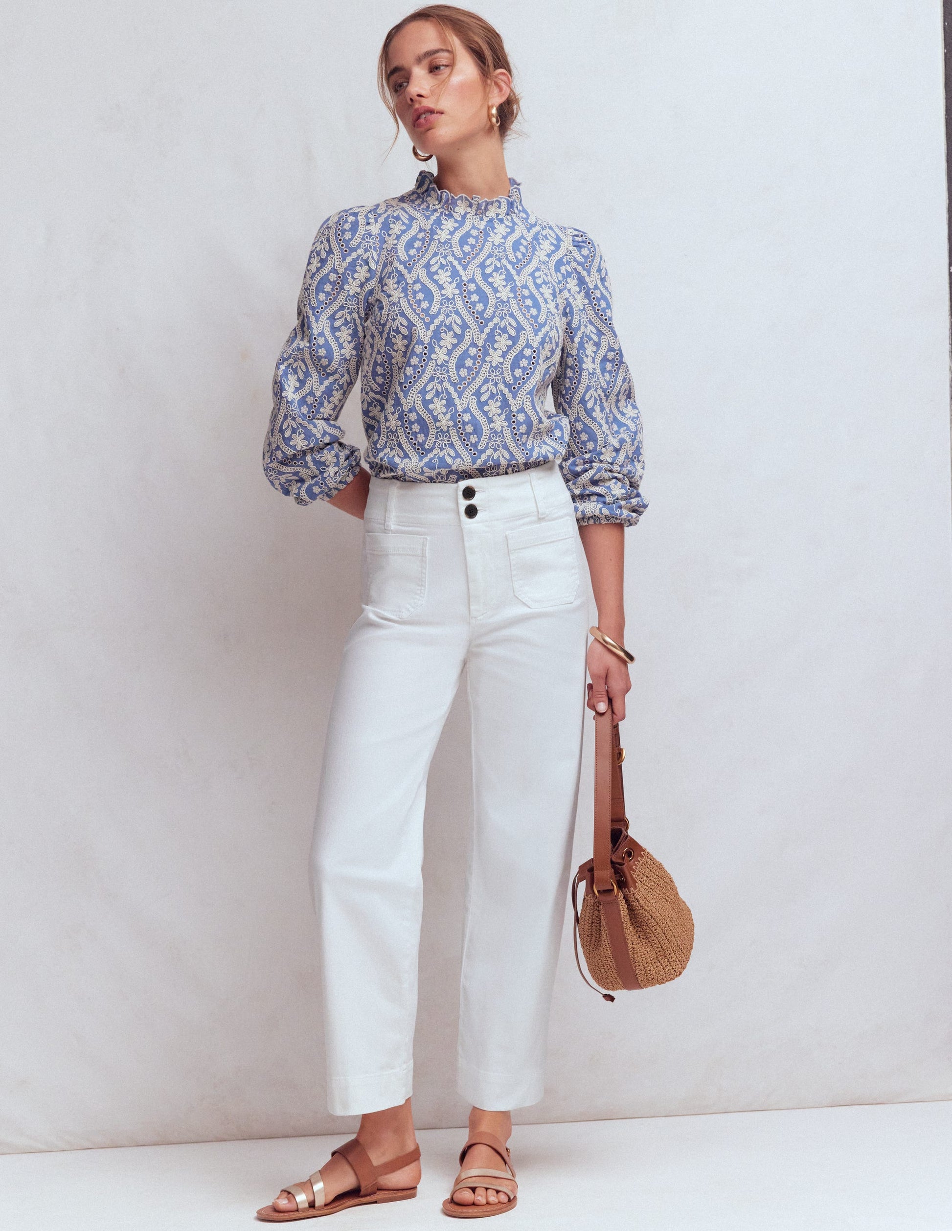 Primrose Patch Pocket Jeans-White-1