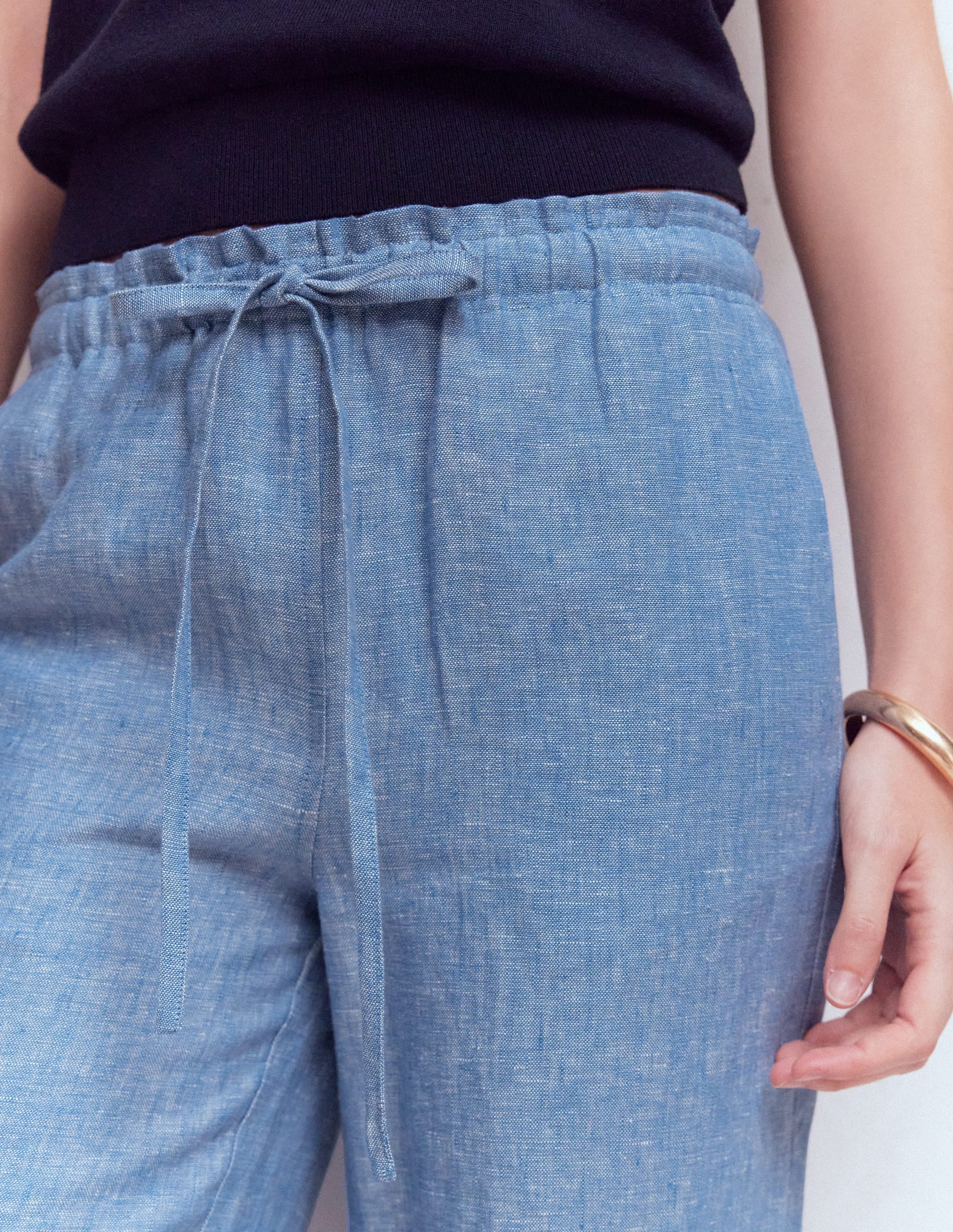 Pantalon Islington en lin-Chambray Bleu - Image 2