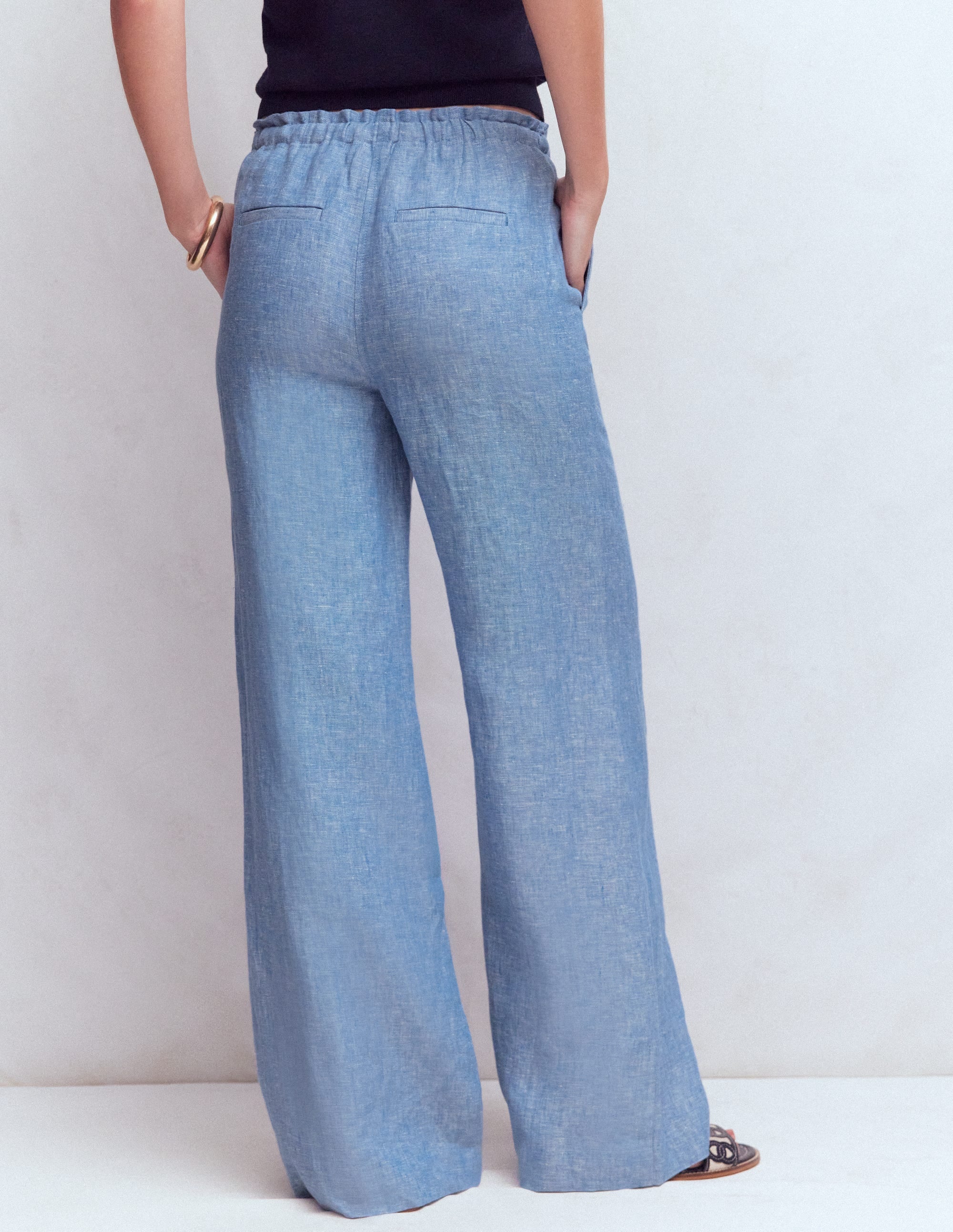 Pantalon Islington en lin-Chambray Bleu - Image 3