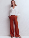 Islington Leinenhose-Braun-Orange