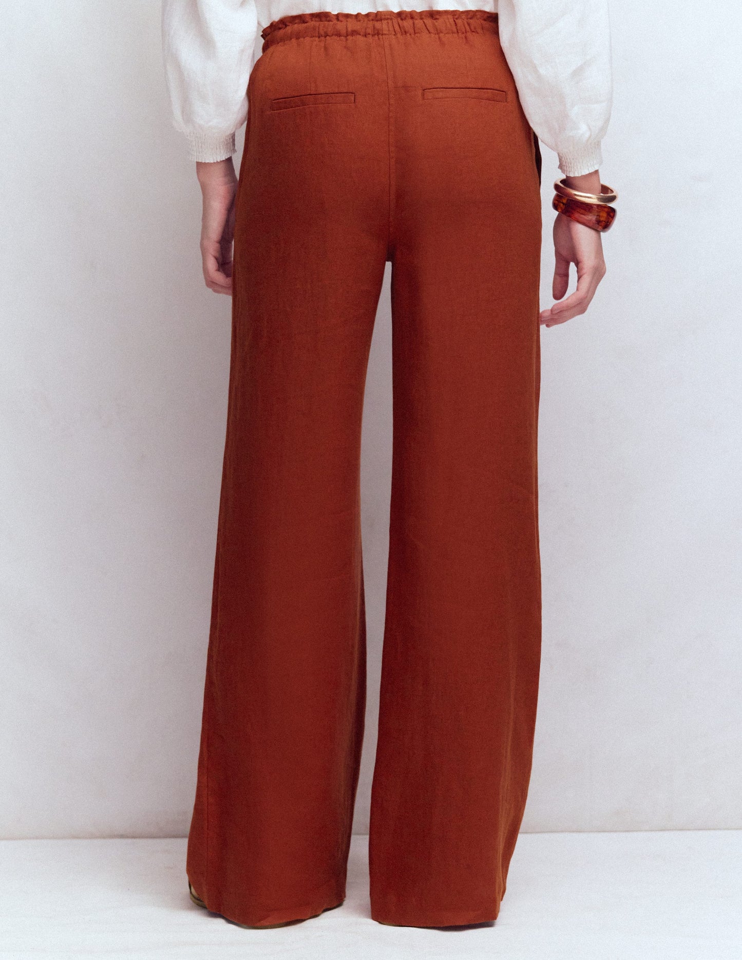 Pantalon Islington en lin-Orange brûlé