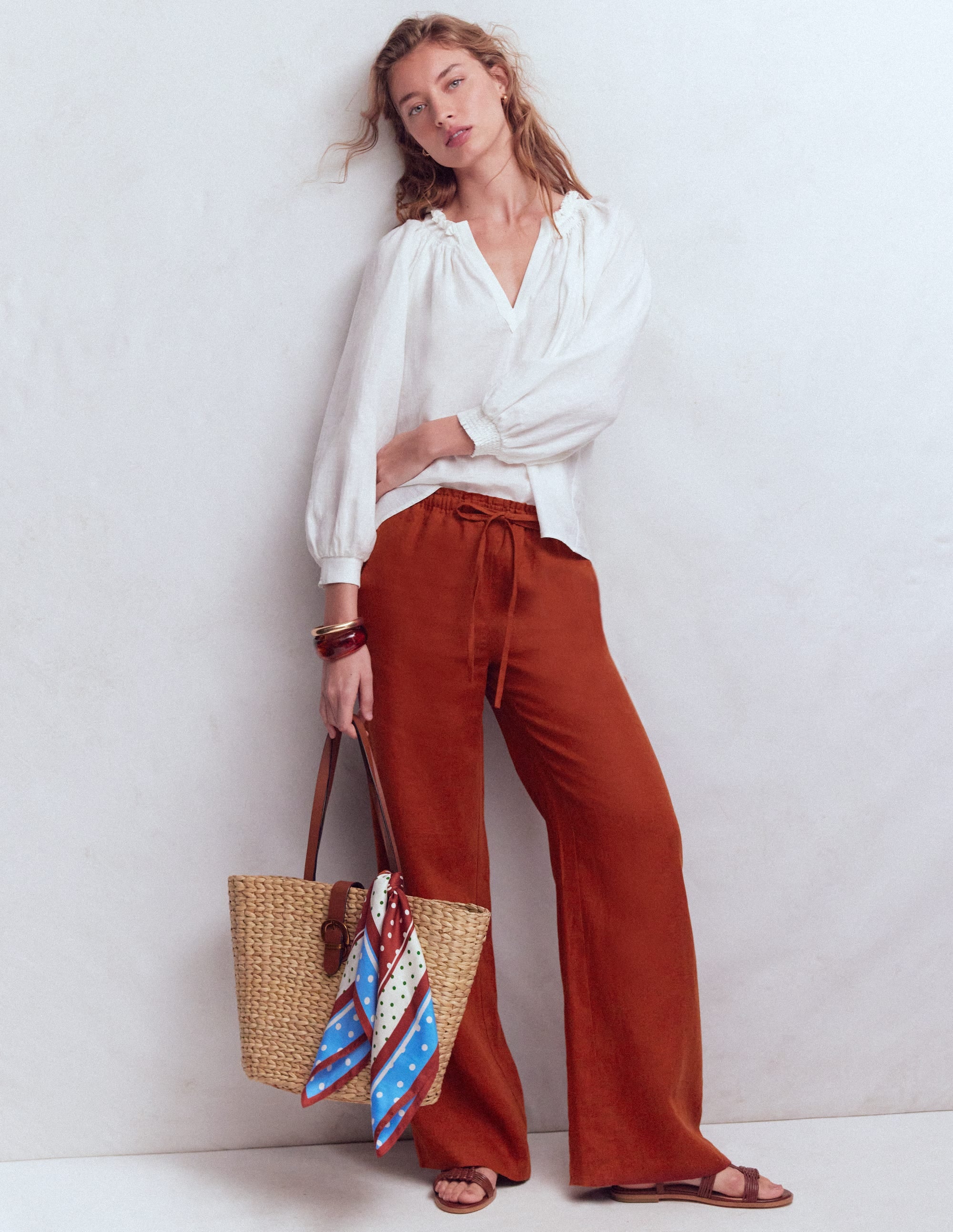 Islington Leinenhose-Braun-Orange - Image 4