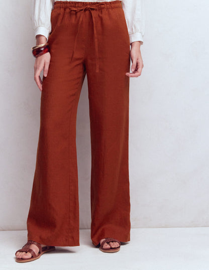 Pantalon Islington en lin-Orange brûlé-6