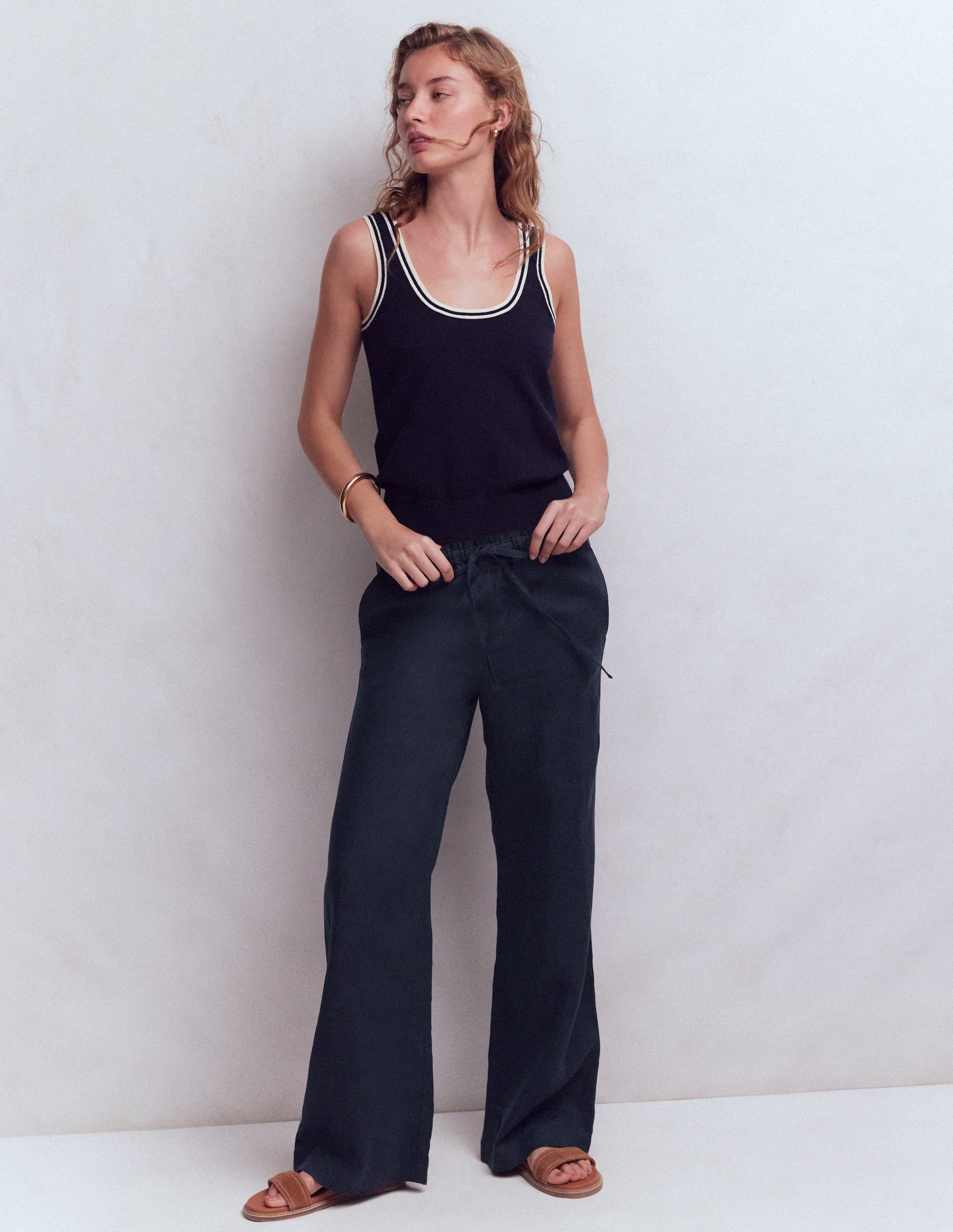 Pantalon Islington en lin-Bleu marine - Image 6