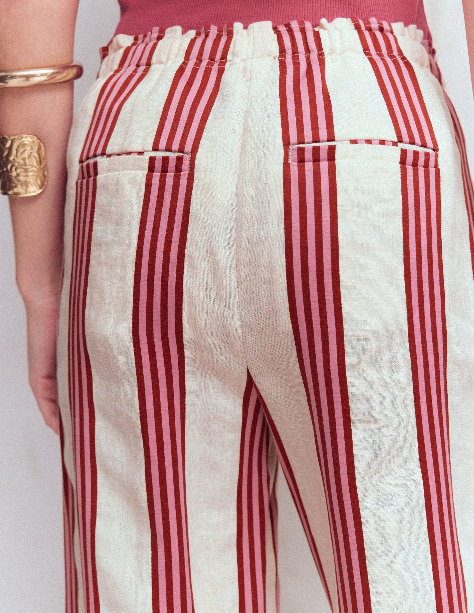 Islington Linen Trousers-Ivory, Brown & Pink Stripe-6