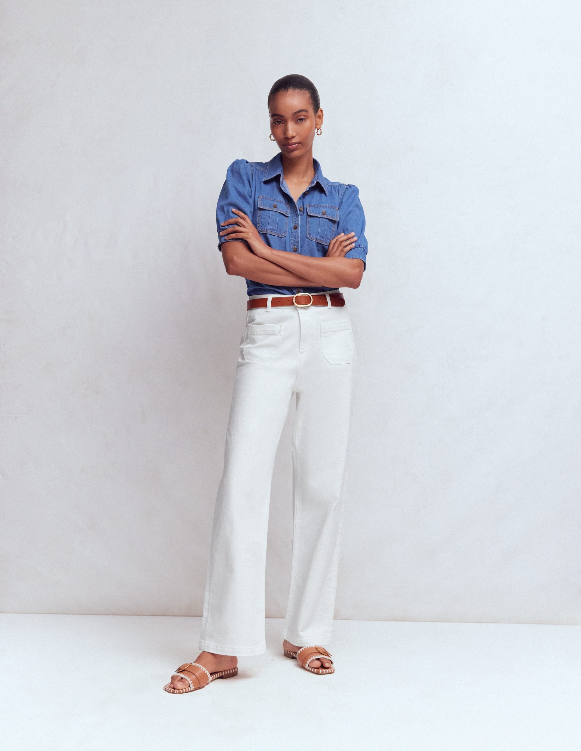 Jeans mit geradem Bein und Tasche-Weiß - Image 1