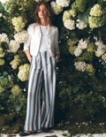 Belgravia Leinenhose-Blau/Weiß, Gestreift
