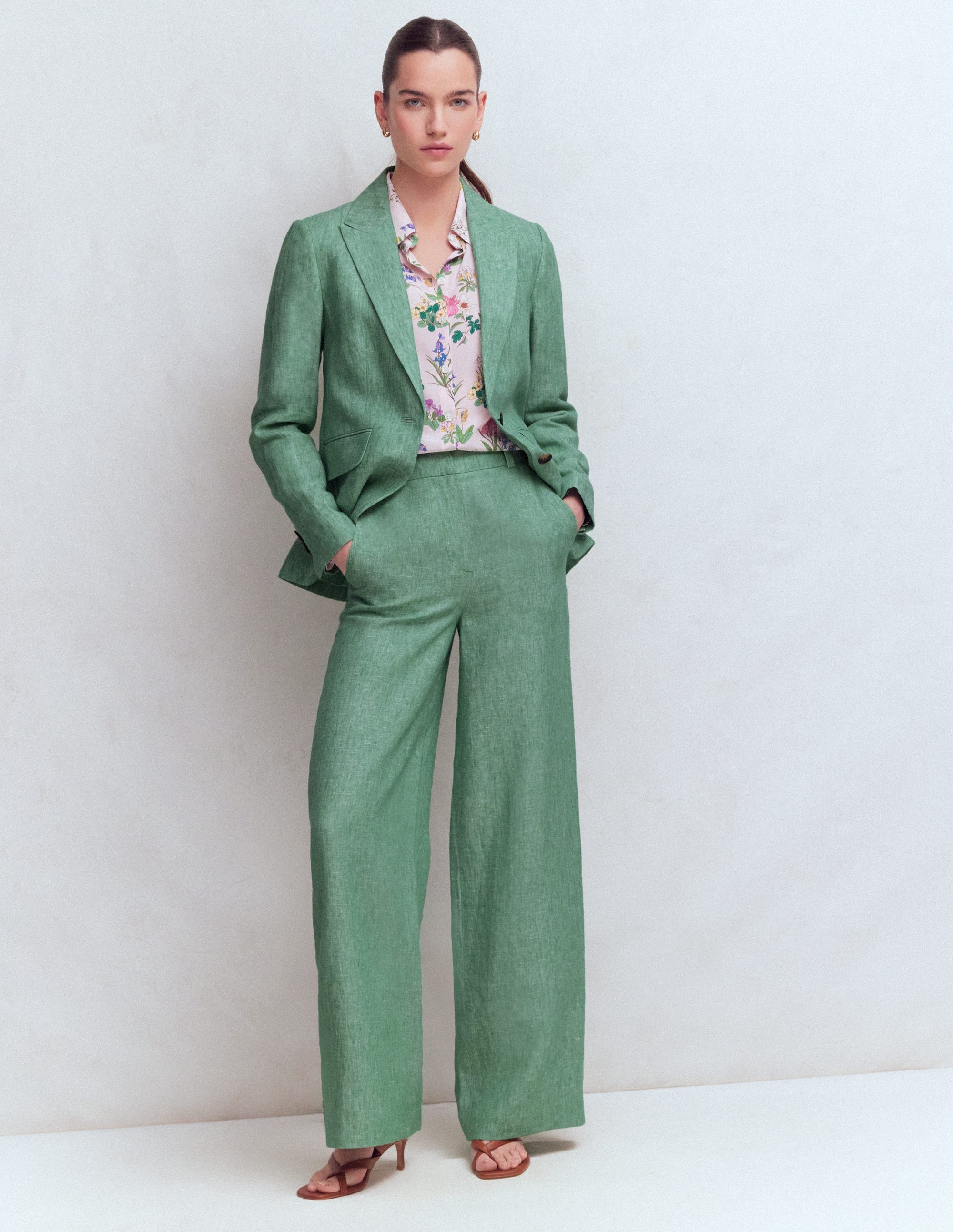Belgravia Leinenhose-Aloe-Grün Chambray - Image 1