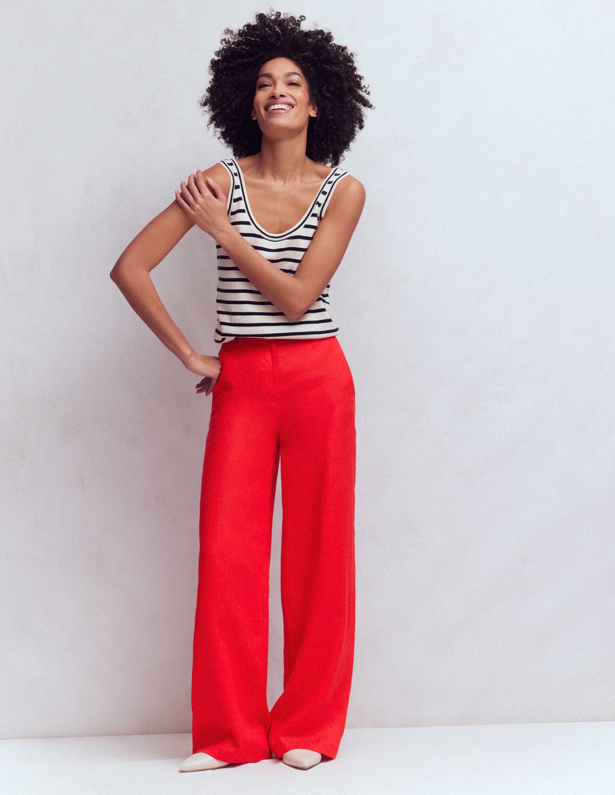 Belgravia Linen Trousers-Bright Cherry - Image 1